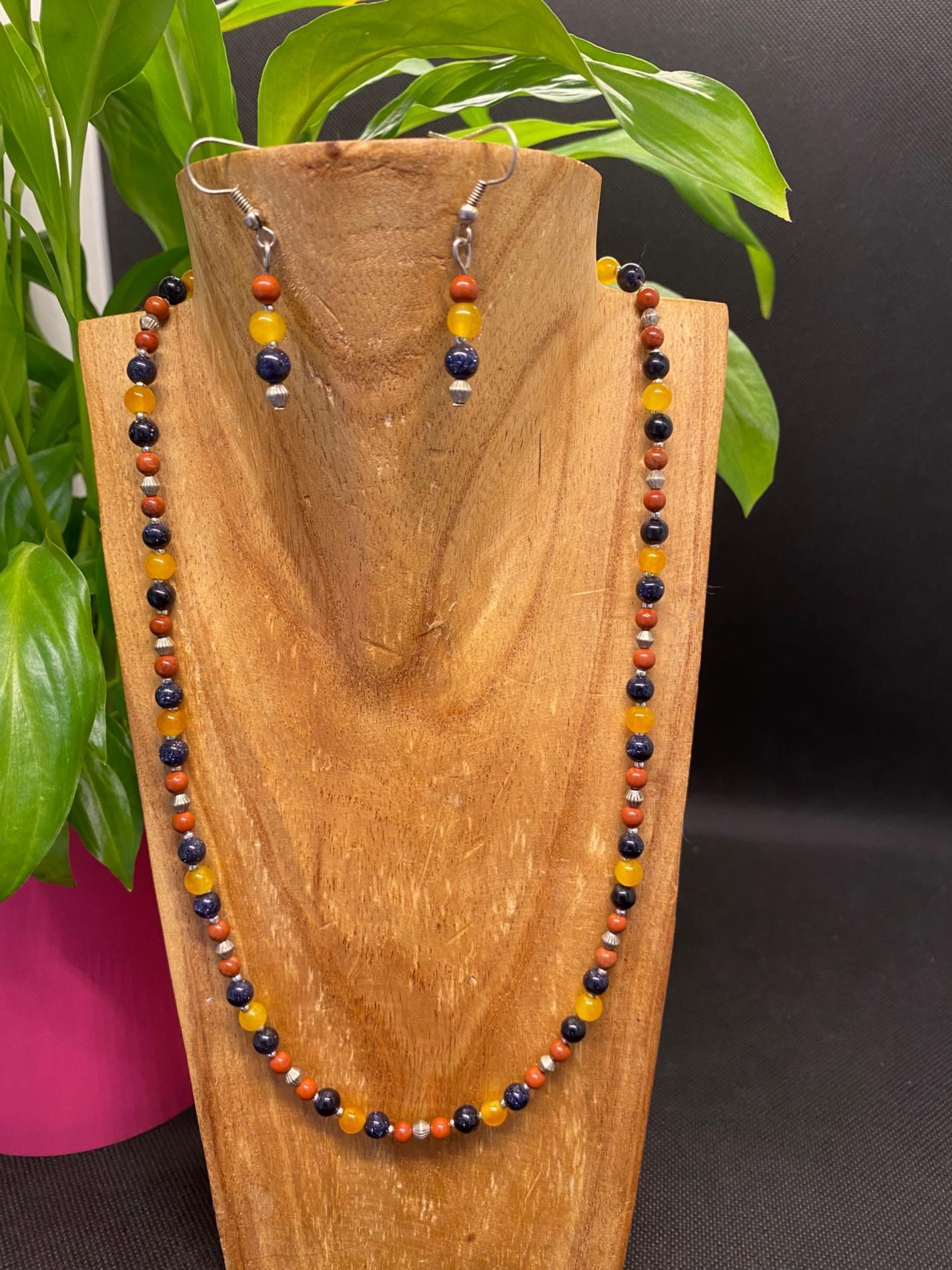 Parure pierre de sable, jade et jaspe