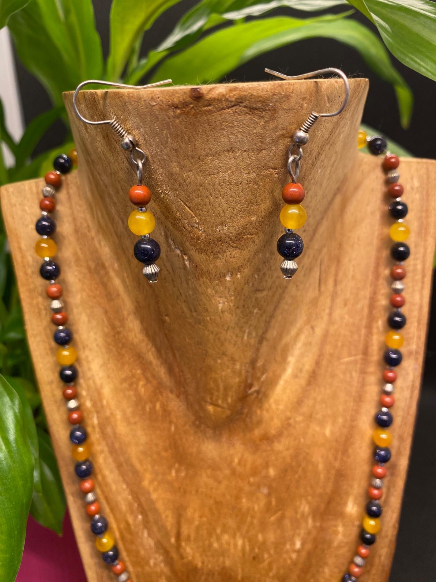 Parure pierre de sable, jade et jaspe