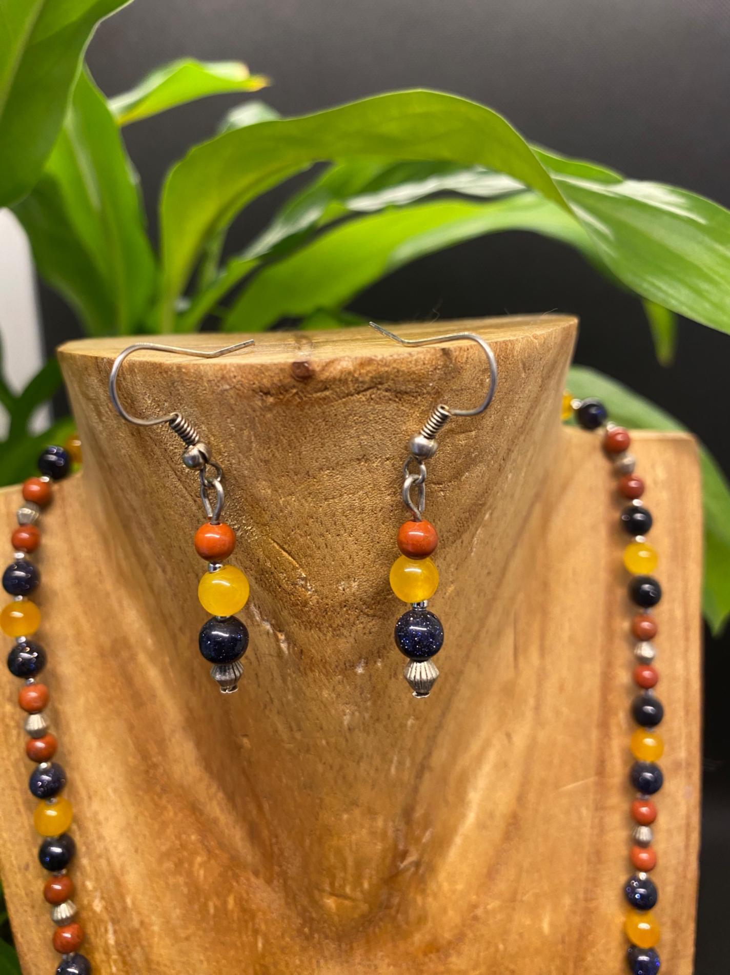 Parure pierre de sable, jade et jaspe