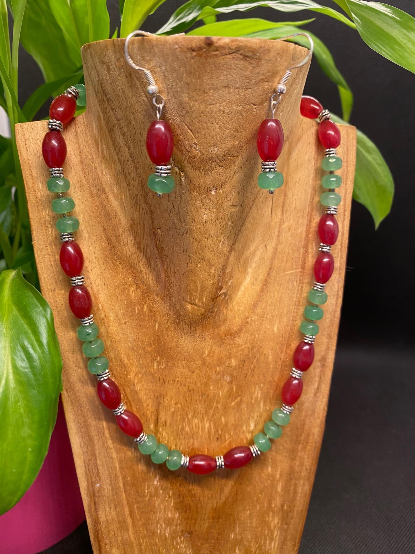 Parure jade rouge, aventurine