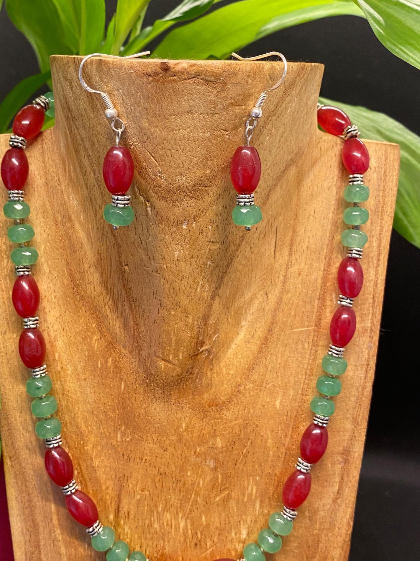 Parure jade rouge, aventurine