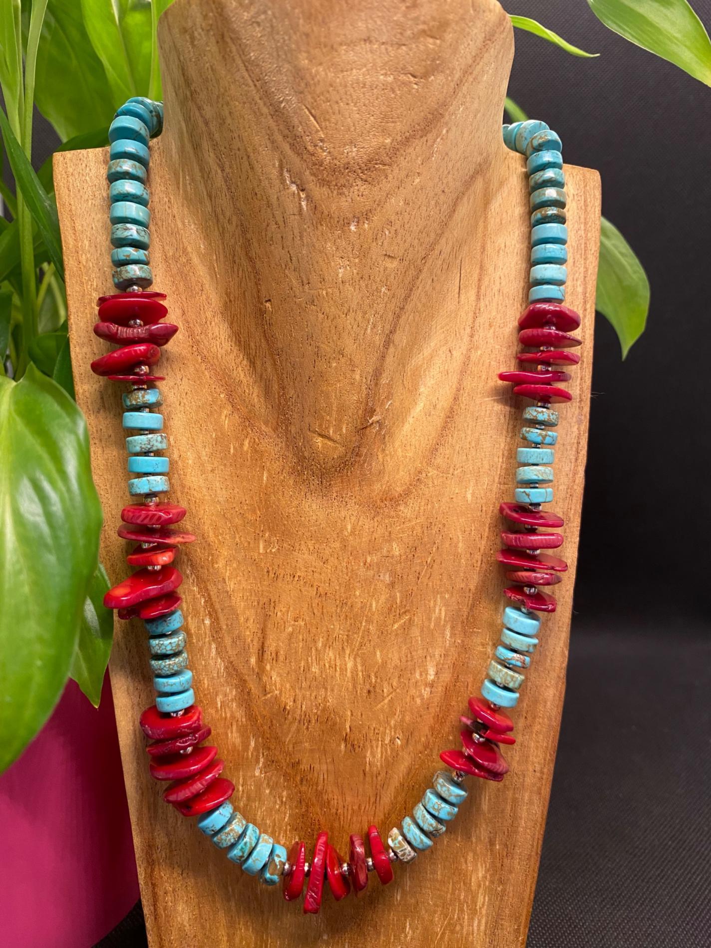Collier corail turquoise