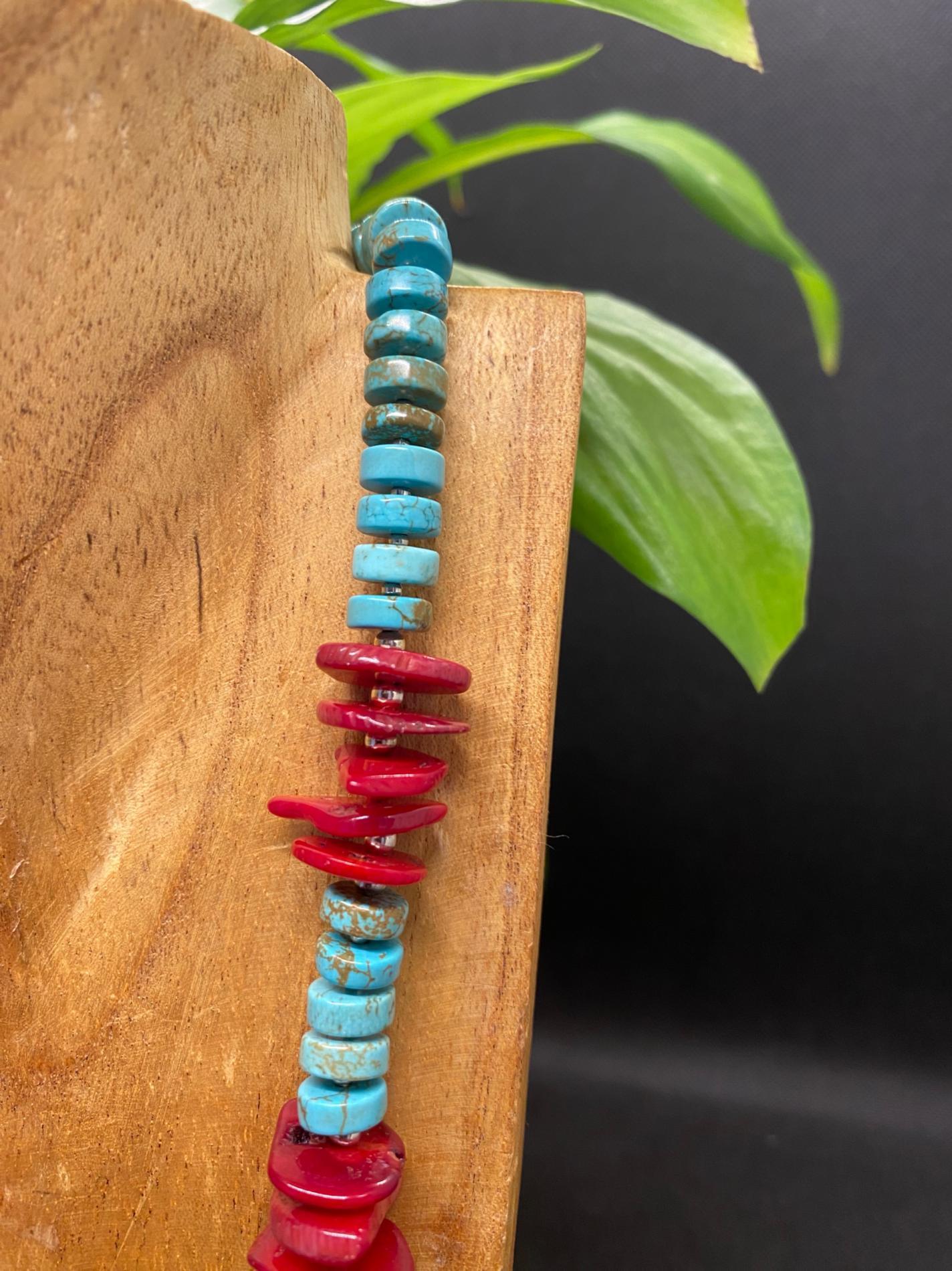 Collier corail turquoise