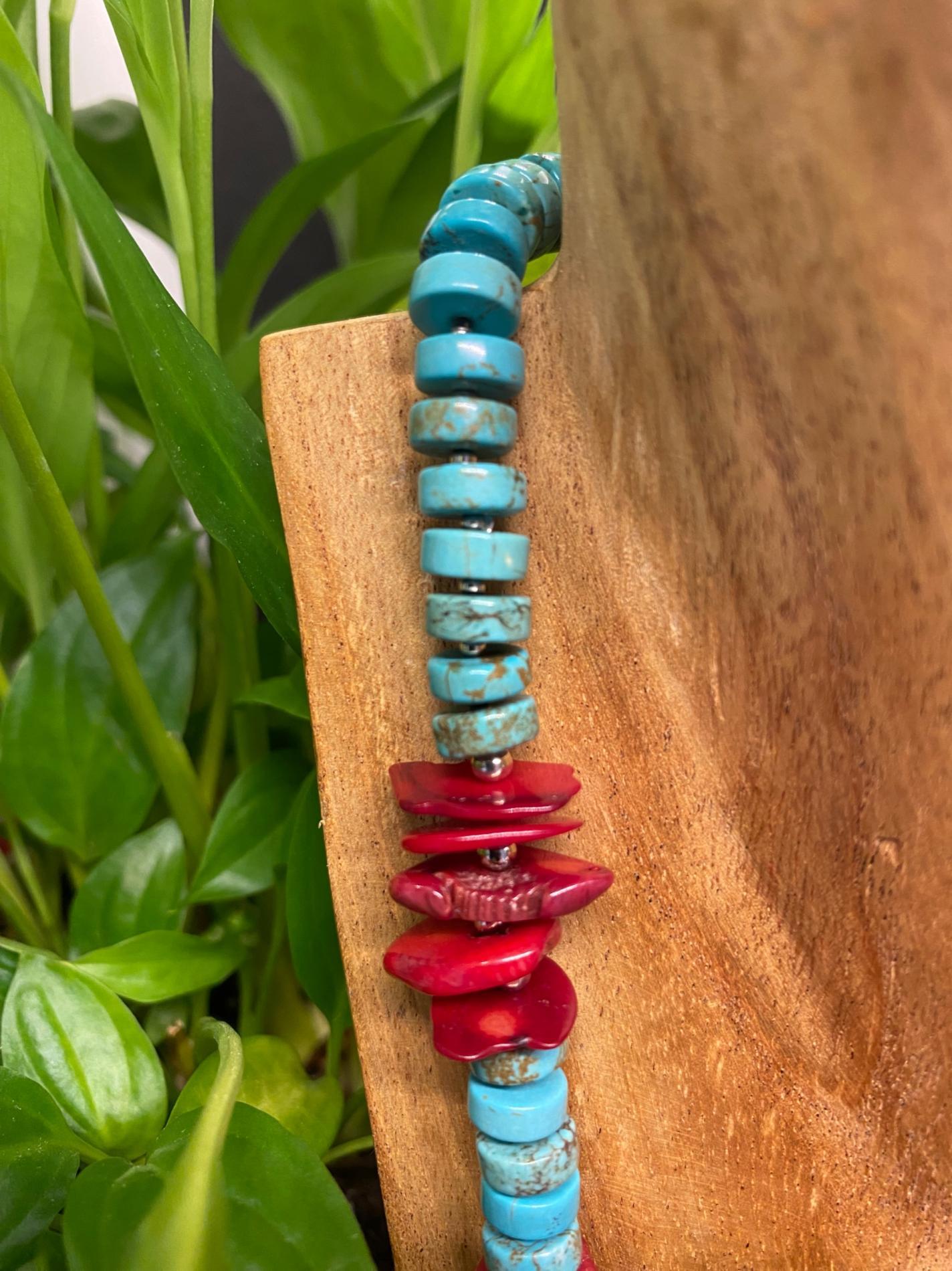 Collier corail turquoise