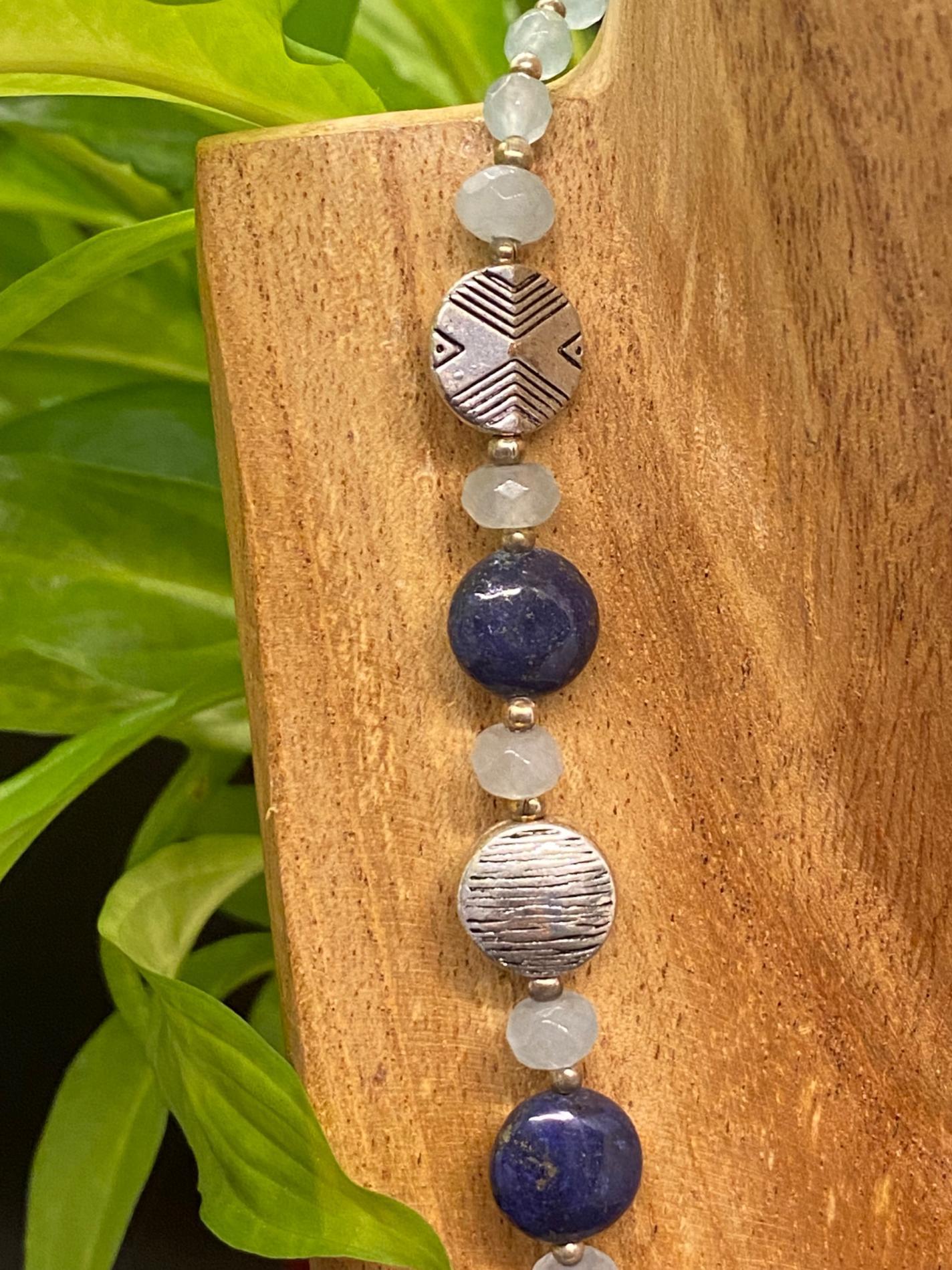 Collier lapis lazuli jade bleu