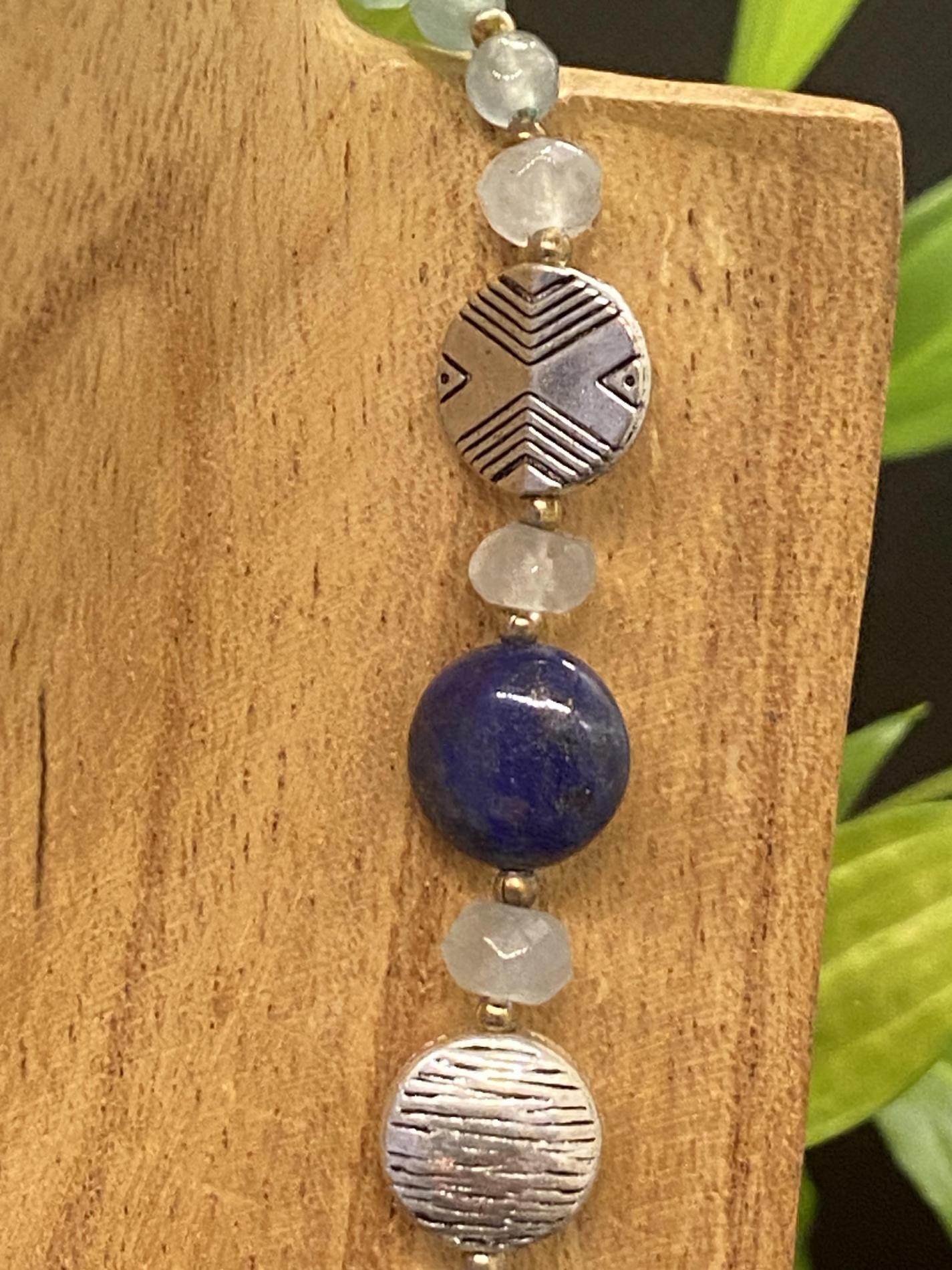 Collier lapis lazuli jade bleu