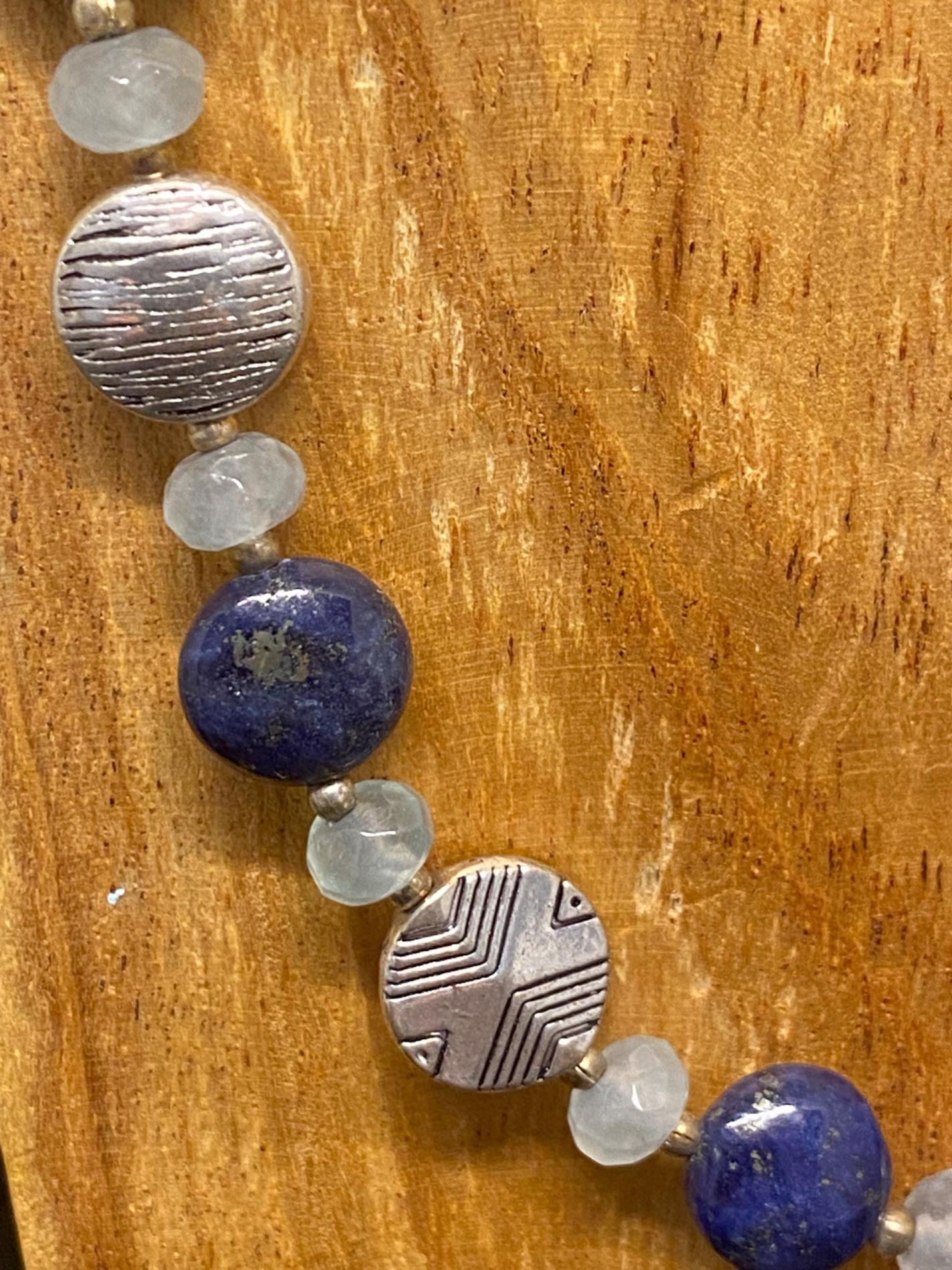 Collier lapis lazuli jade bleu