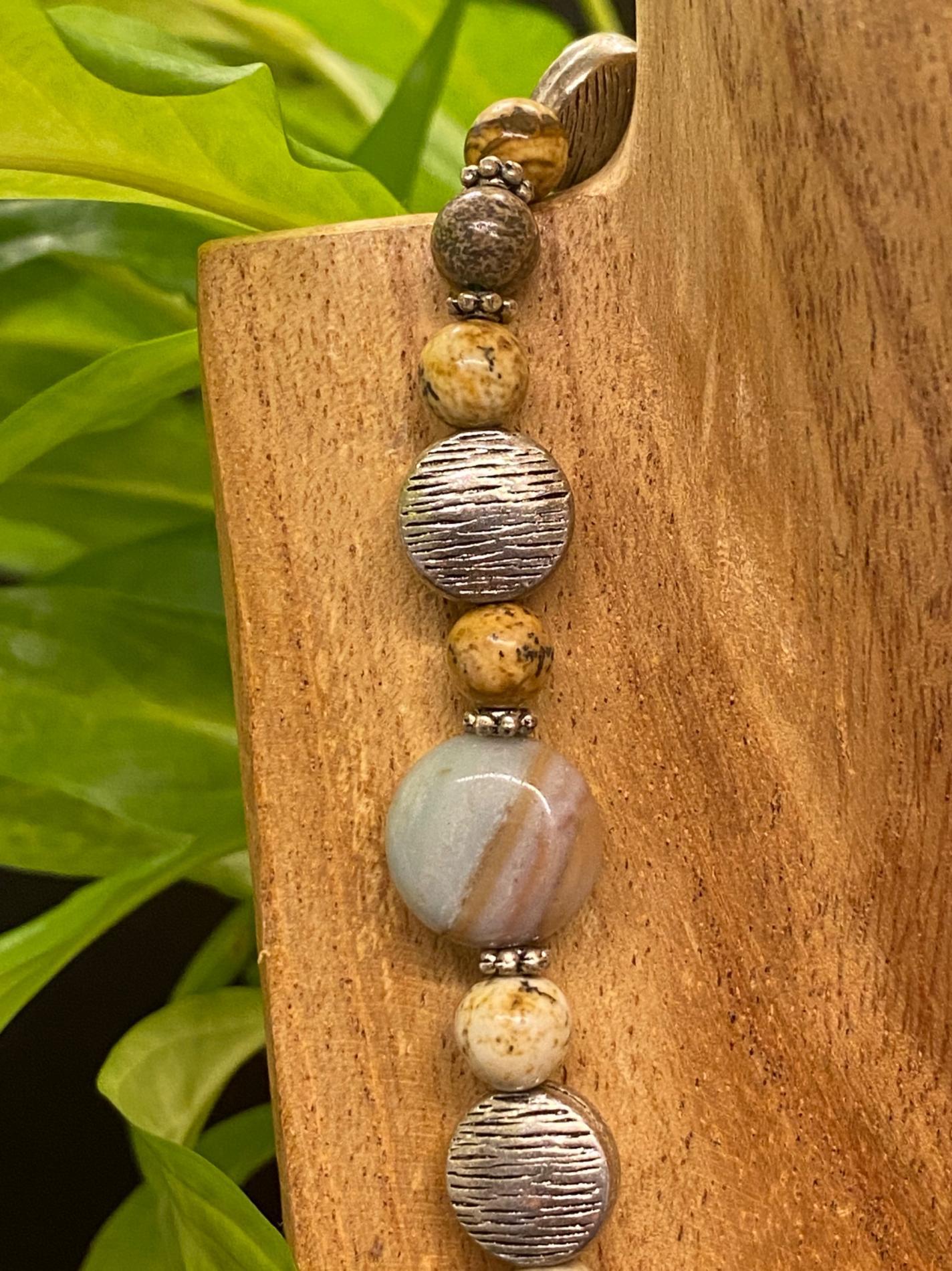 Collier amazonite jaspe paysage