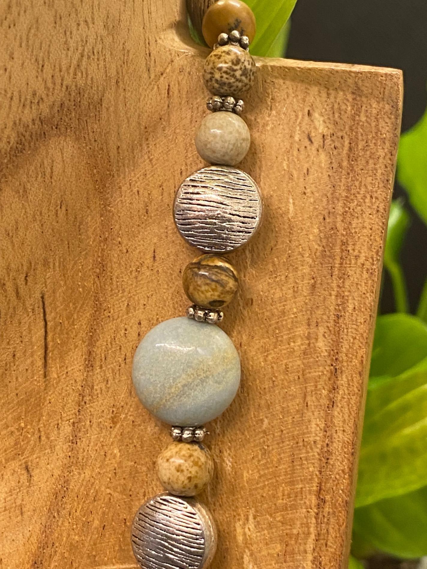 Collier amazonite jaspe paysage