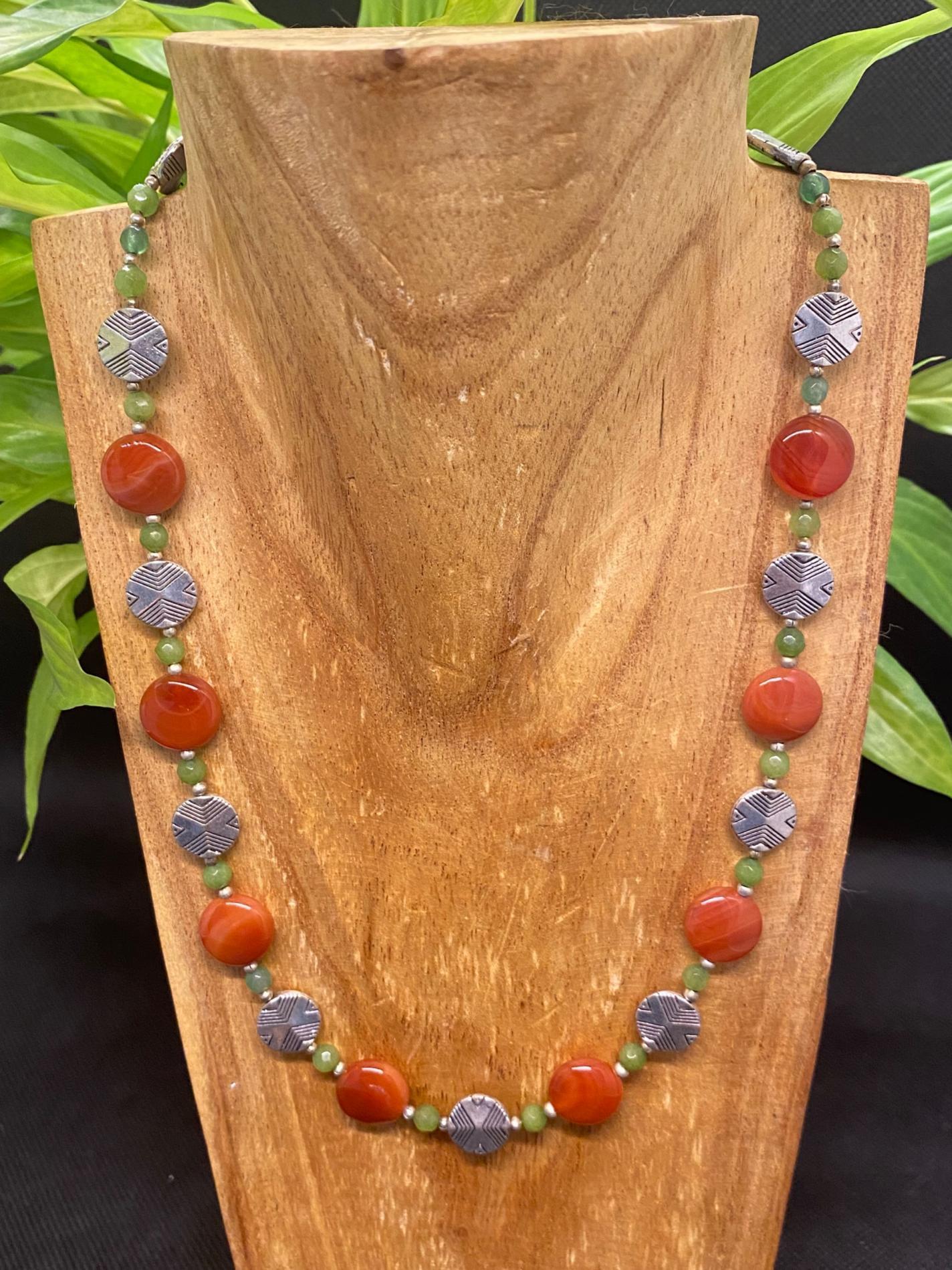 Collier cornaline péridot