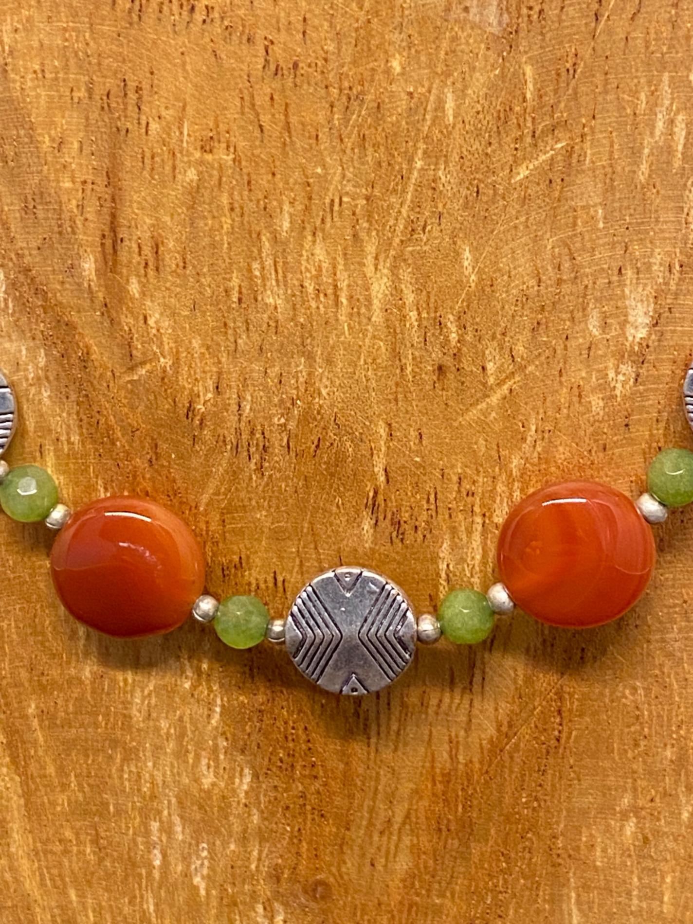 Collier cornaline péridot