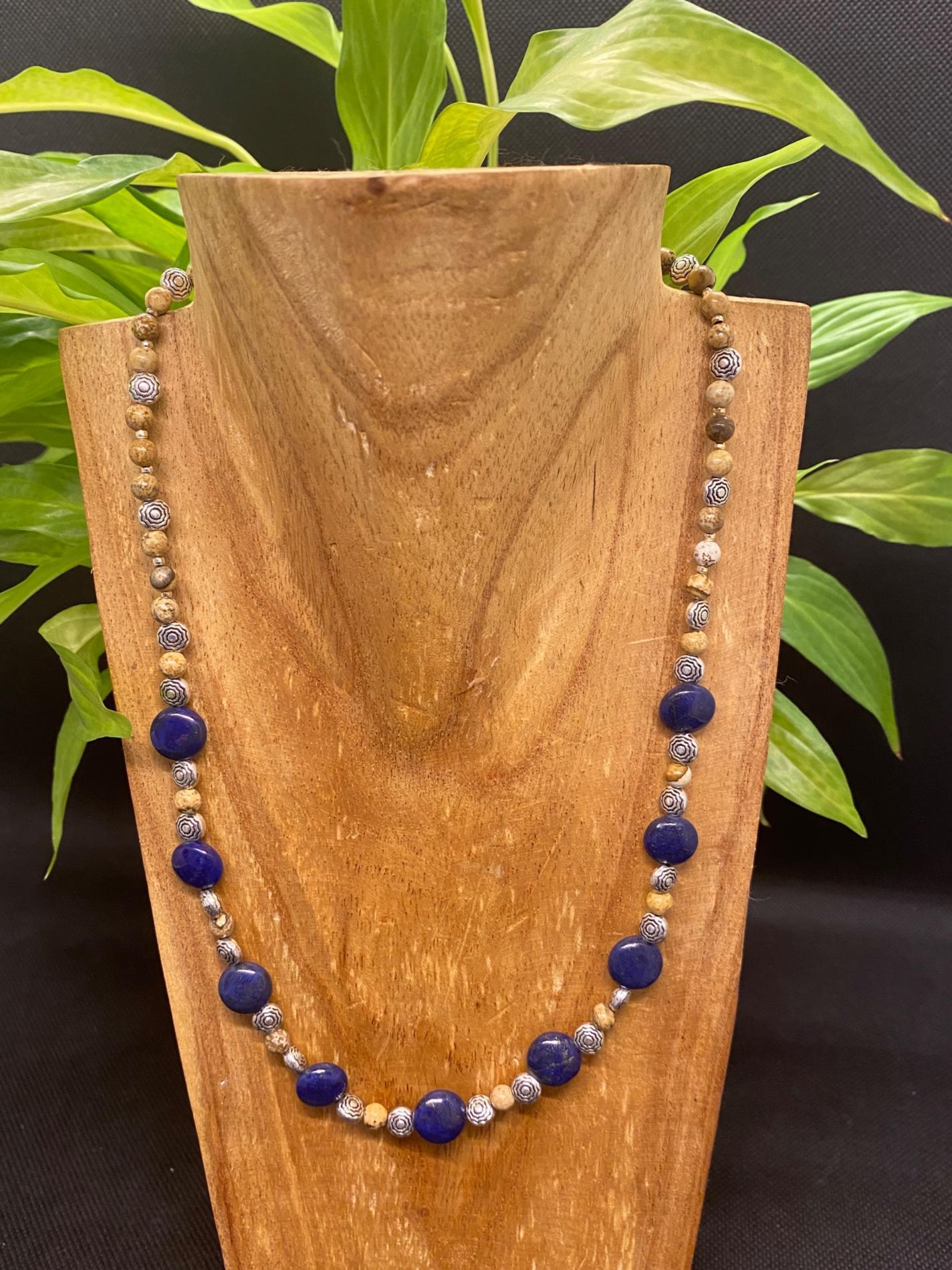 Collier lapis lazuli jaspe paysage