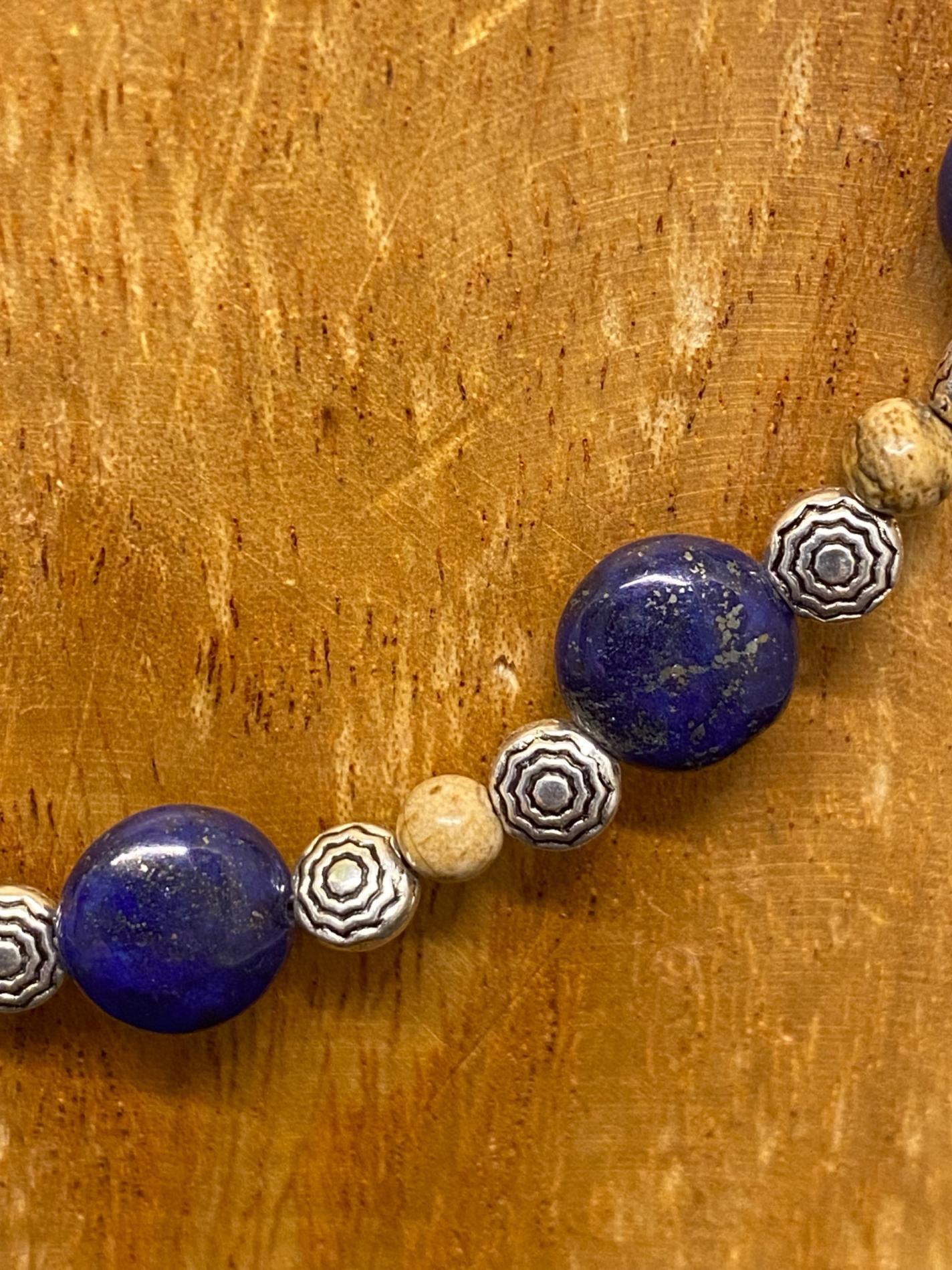 Collier lapis lazuli jaspe paysage