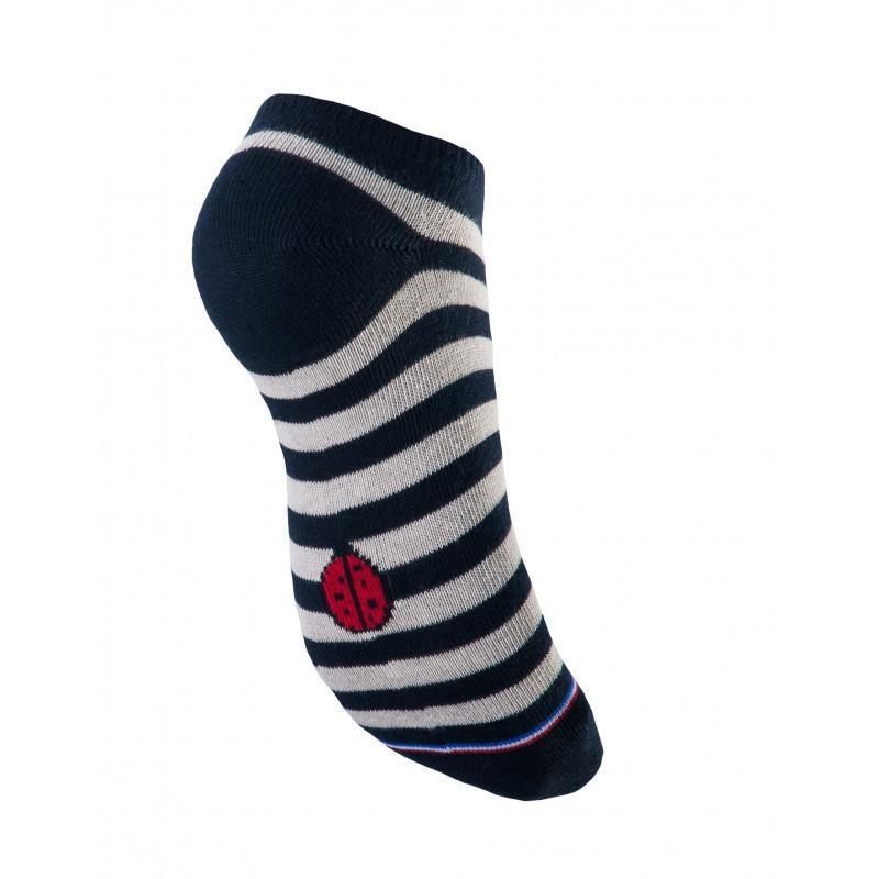 Socquettes invisibles coton rayé marine