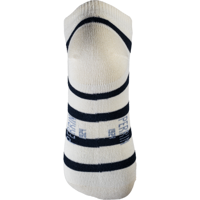 Socquettes invisibles coton écru rayé marine