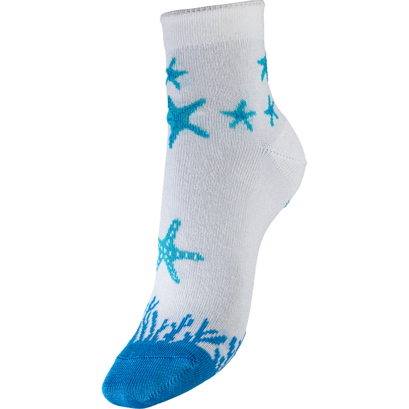 Socquettes fantaisie coton blanc turquoise