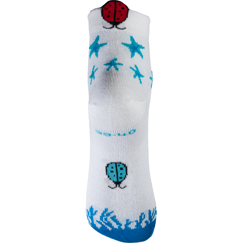 Socquettes fantaisie coton blanc turquoise