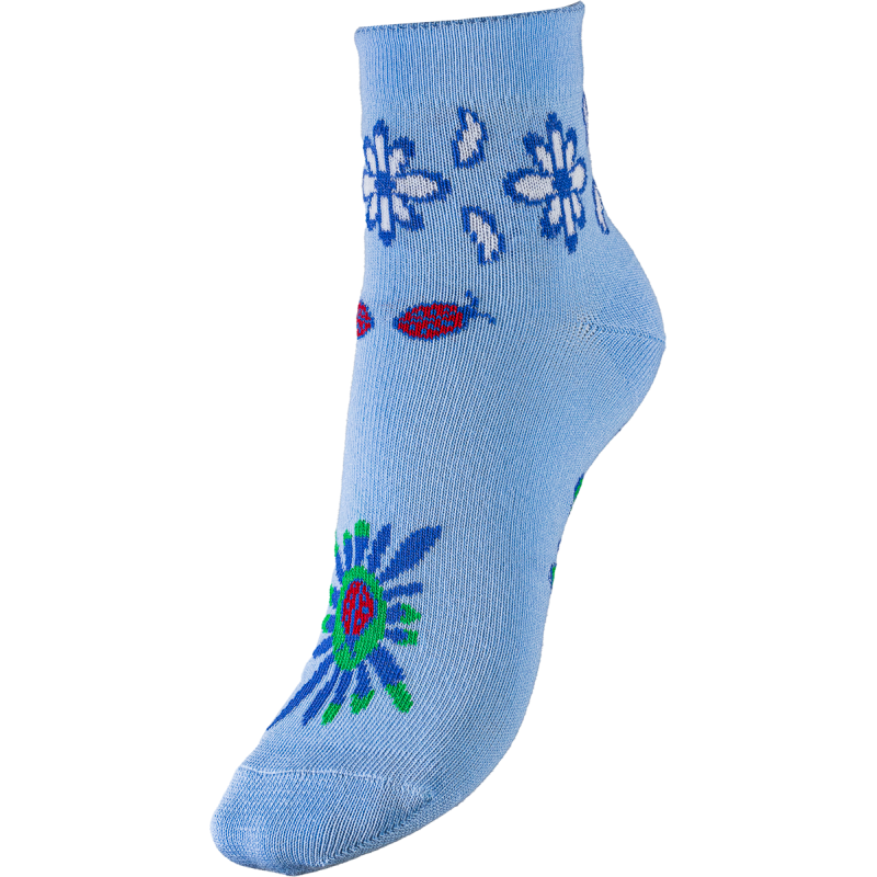 Socquettes fantaisie coton bio bleu