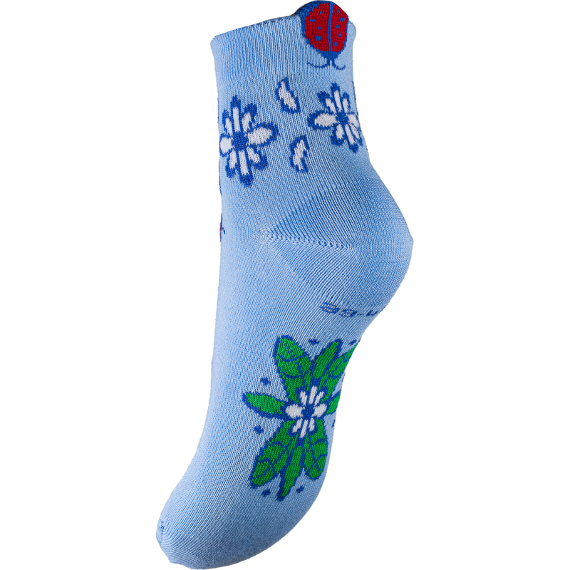 Socquettes fantaisie coton bio bleu
