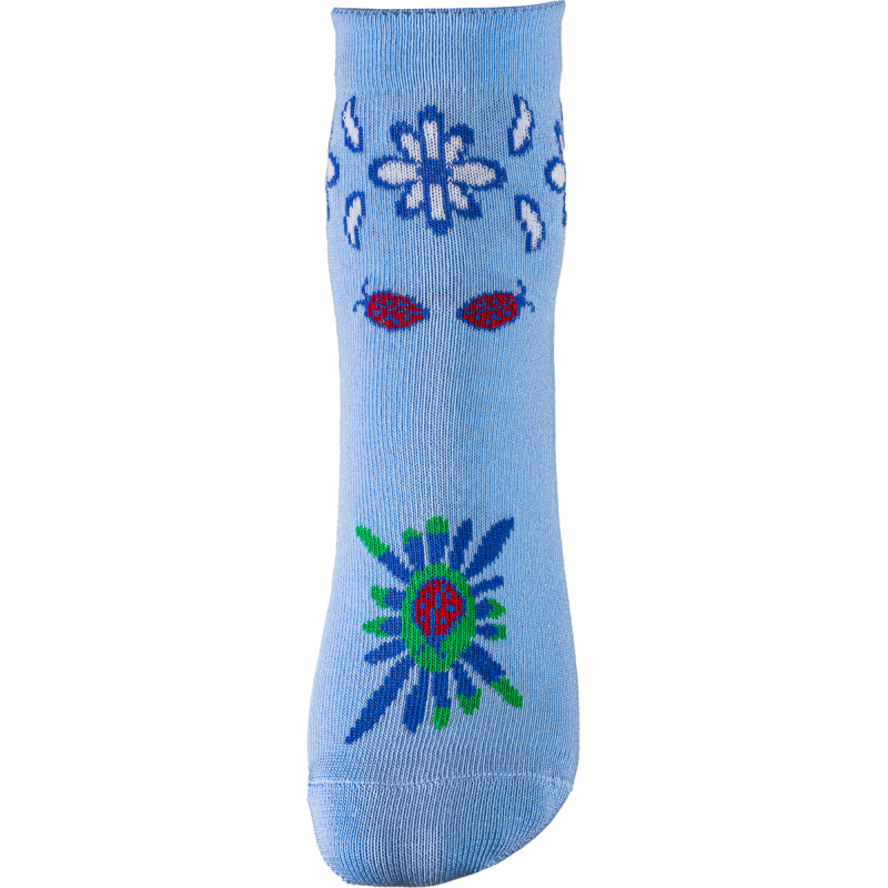 Socquettes fantaisie coton bio bleu