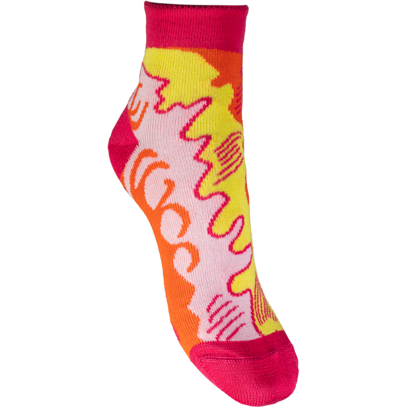 Socquettes fantaisie coton rose orange jaune