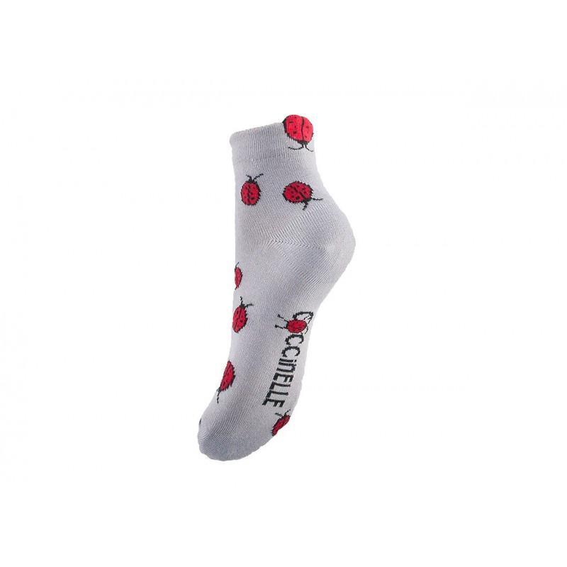 Socquettes coton gris coccinelle
