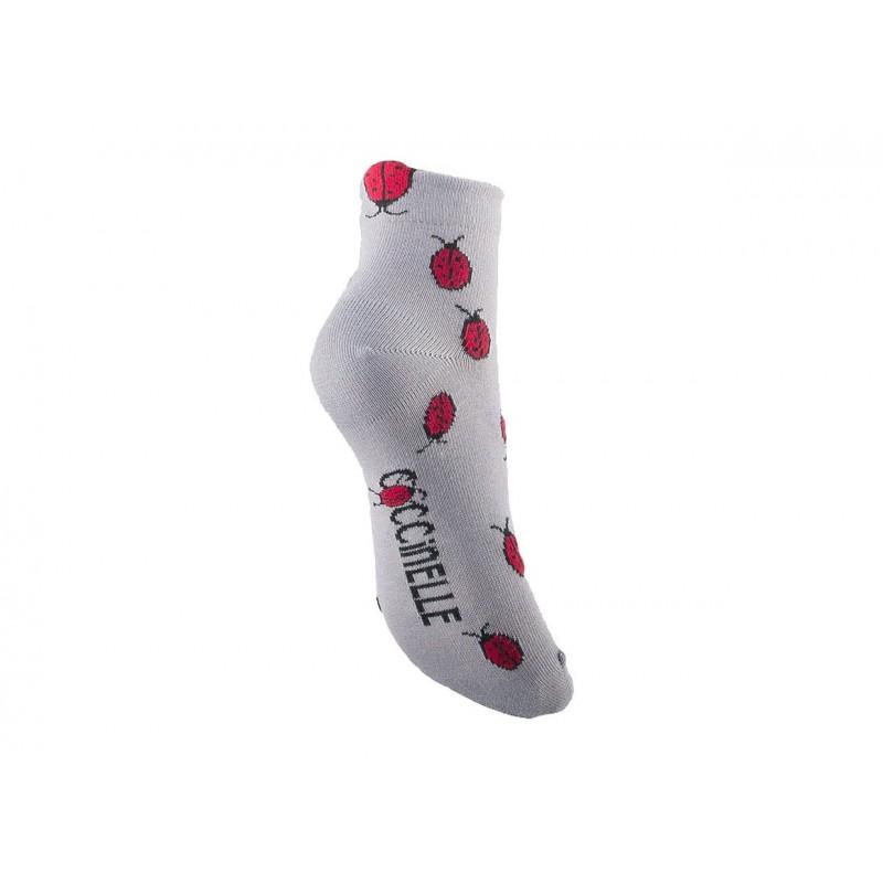Socquettes coton gris coccinelle