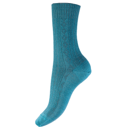 Chaussettes femme en laine maille ancienne bleu