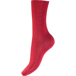 Chaussettes femme en laine maille ancienne rouge