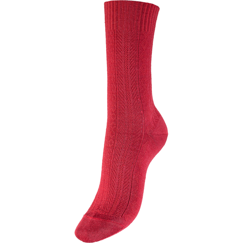 Chaussettes femme en laine maille ancienne rouge