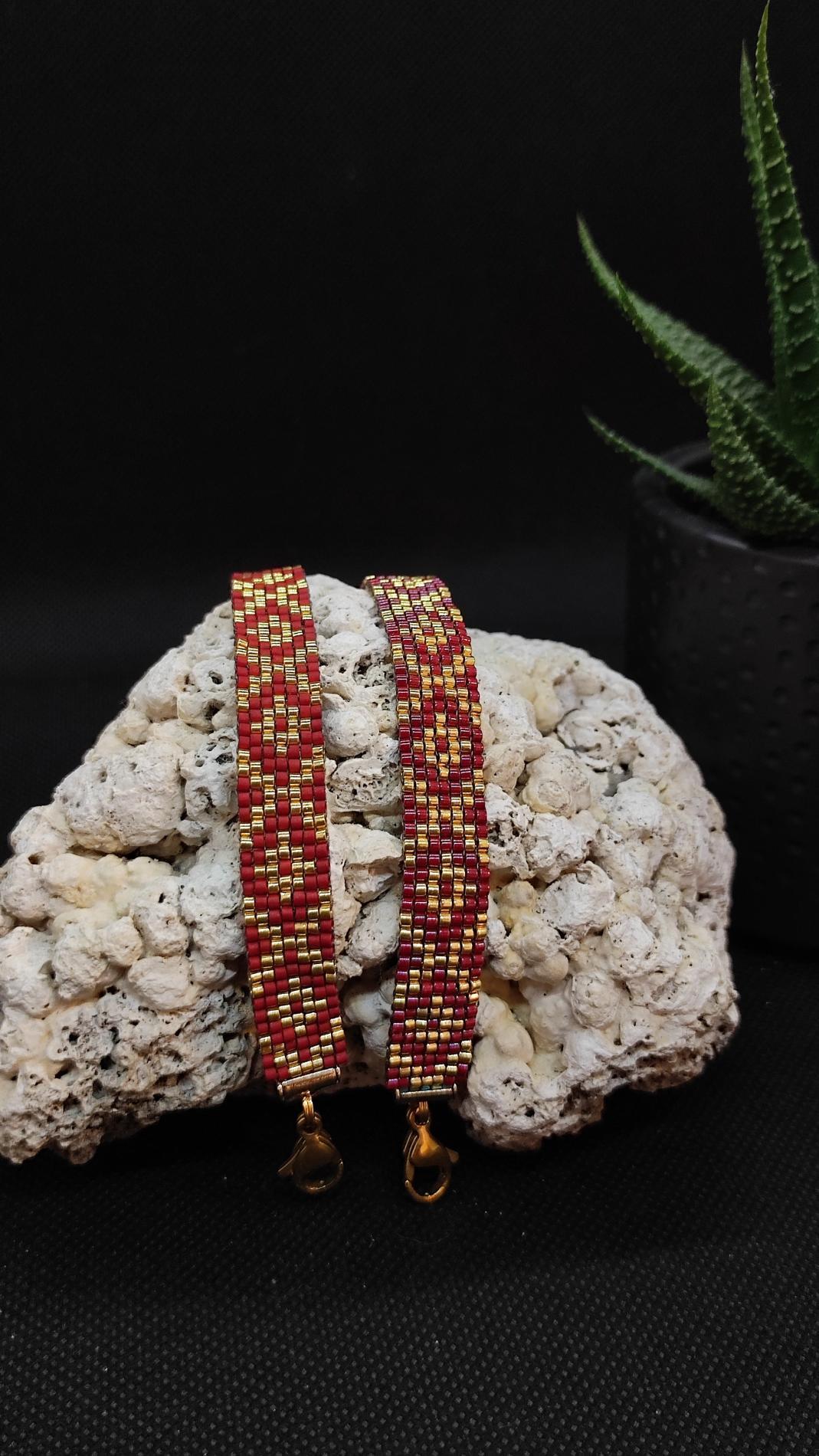 Bracelet losange rouge et doré