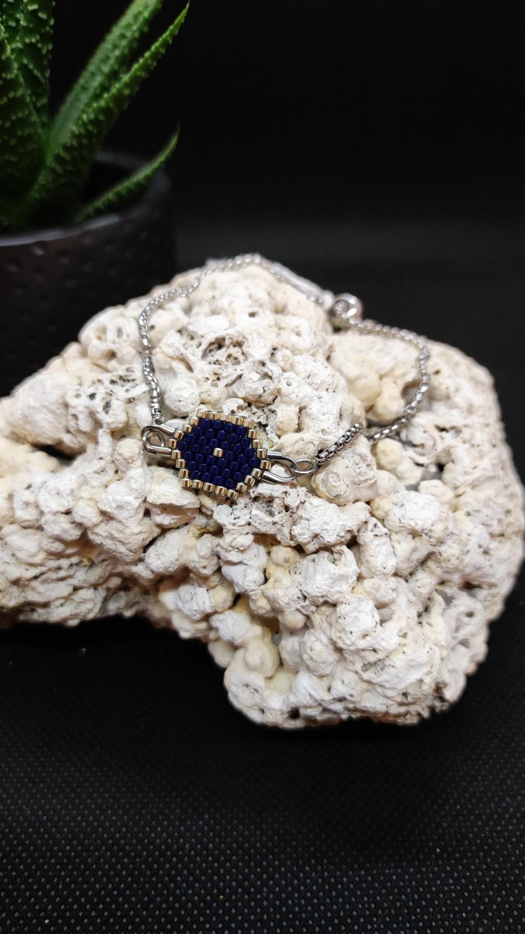 Bracelet hexagone chaîne coulissante