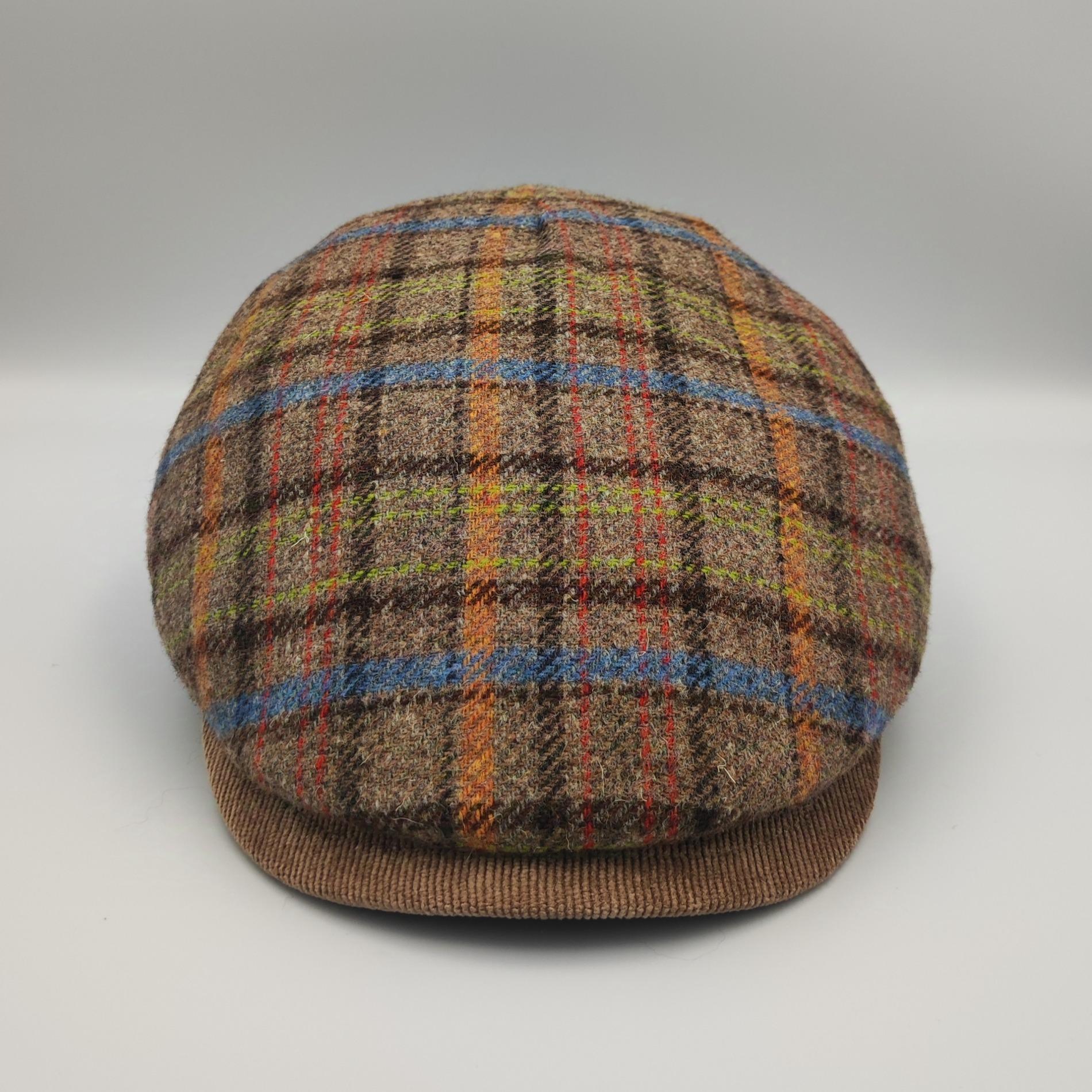Casquette plate écossais praline