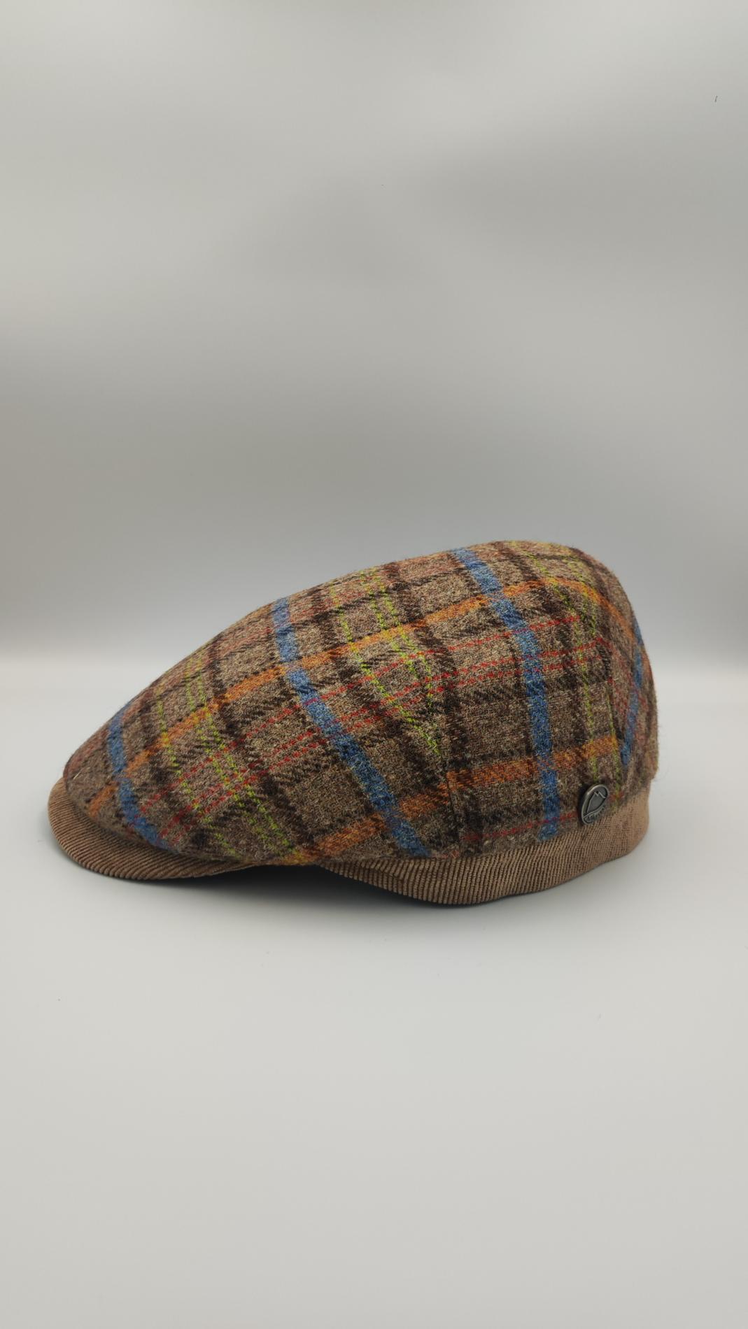 Casquette plate écossais praline