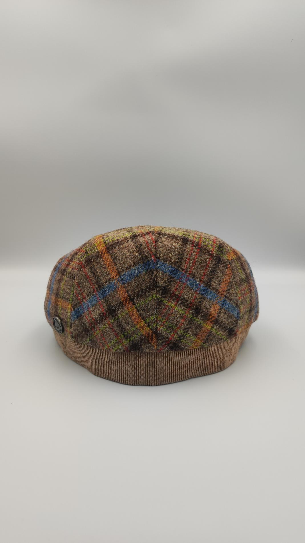 Casquette plate écossais praline