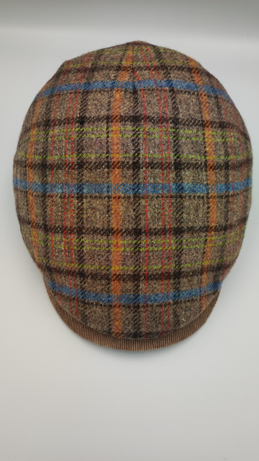 Casquette plate écossais praline