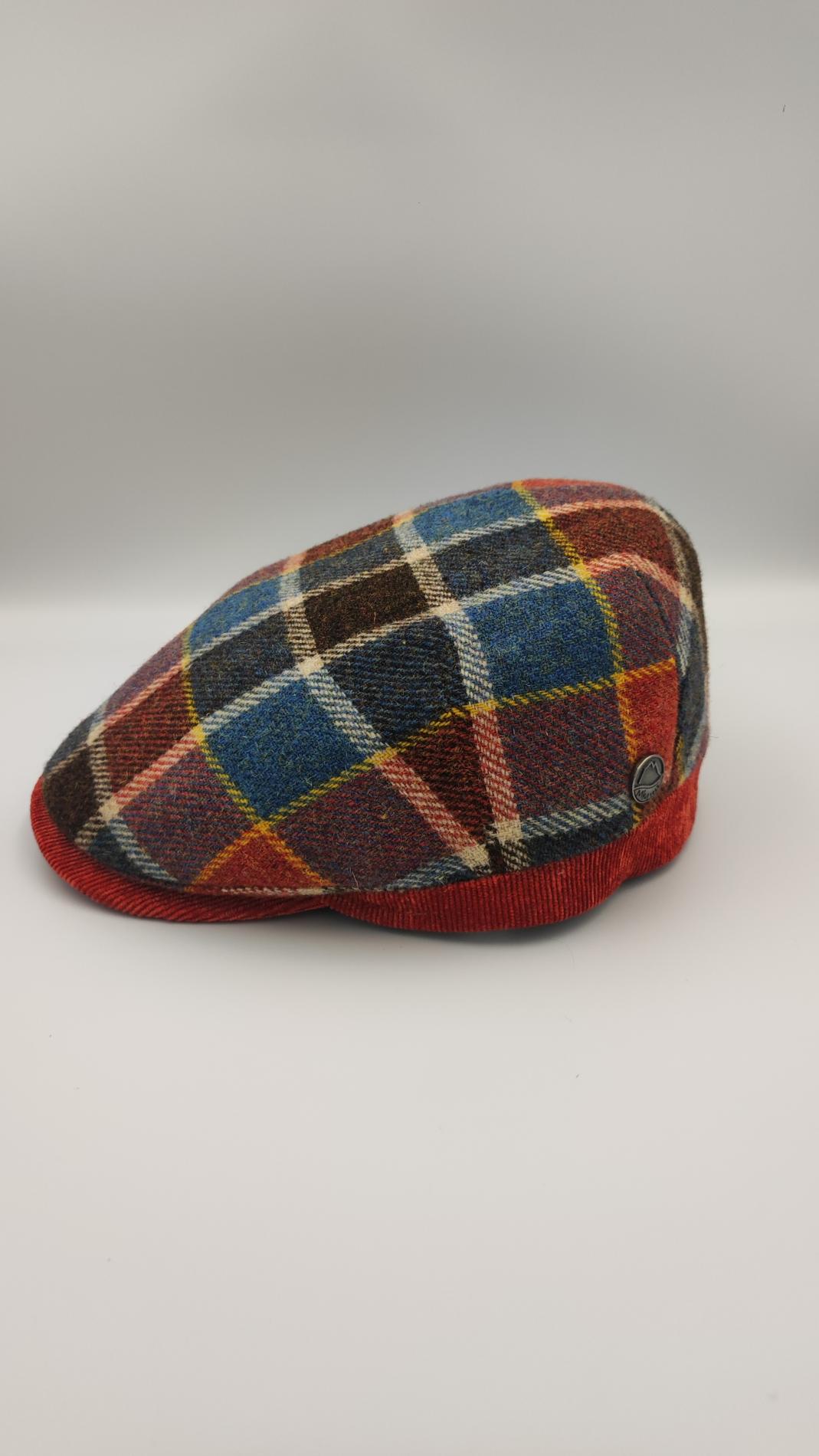 Casquette plate à carreaux