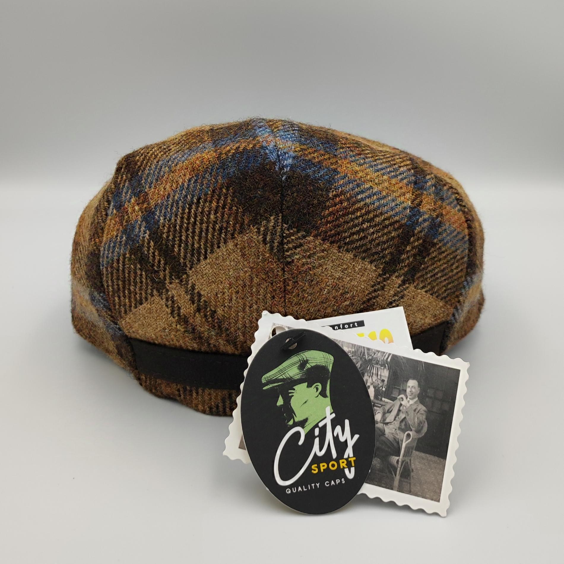 Casquette plate carreaux camel