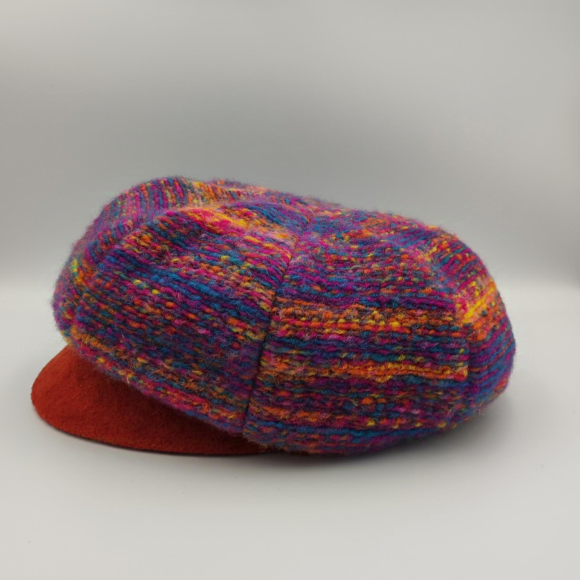 Casquette gavroche maille tricot multicolore