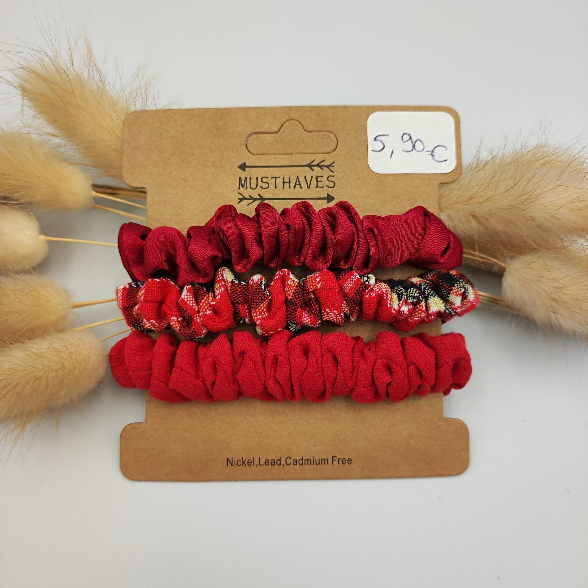 Lot de 3 chouchous rouge