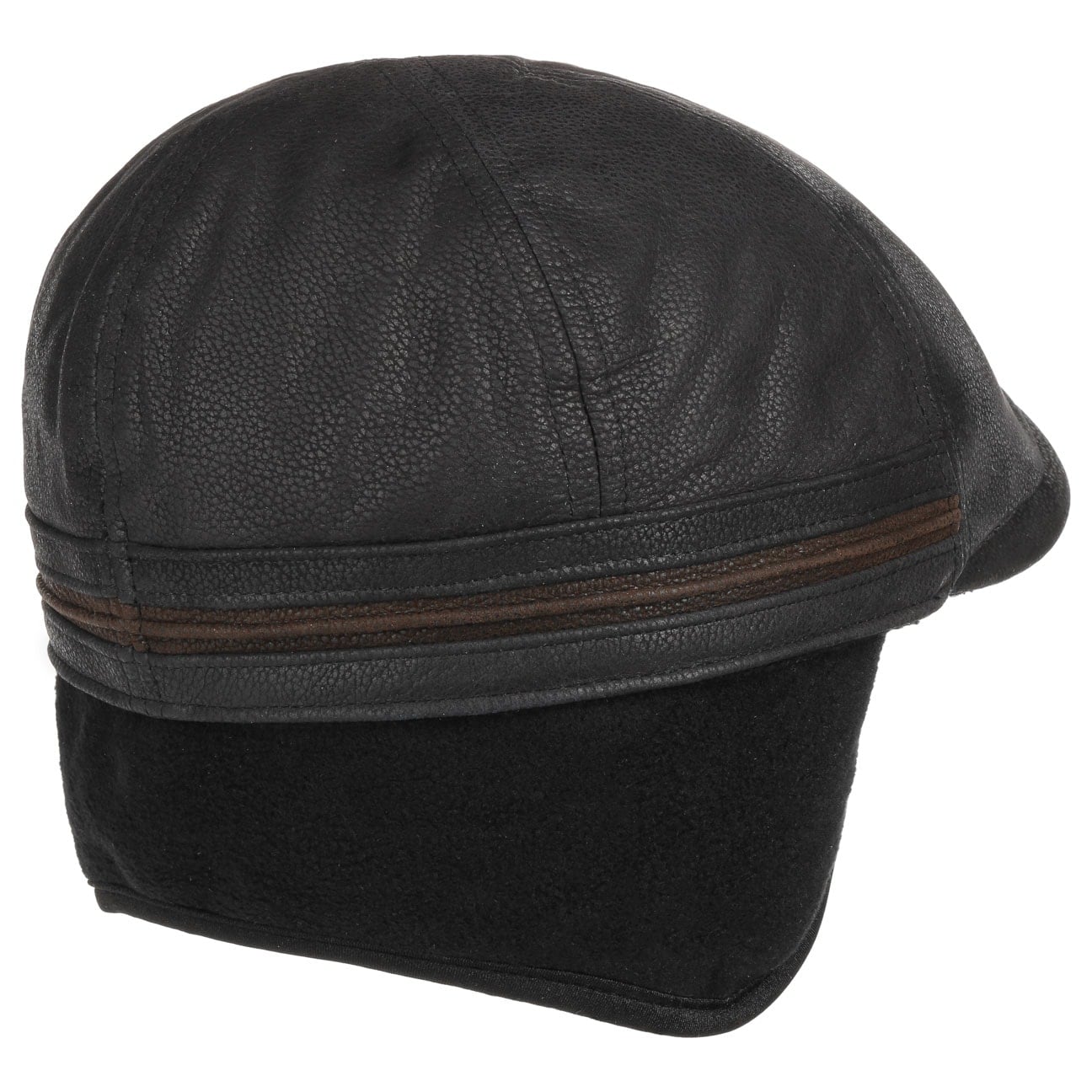 Casquette cuir noir doublée polaire Stetson