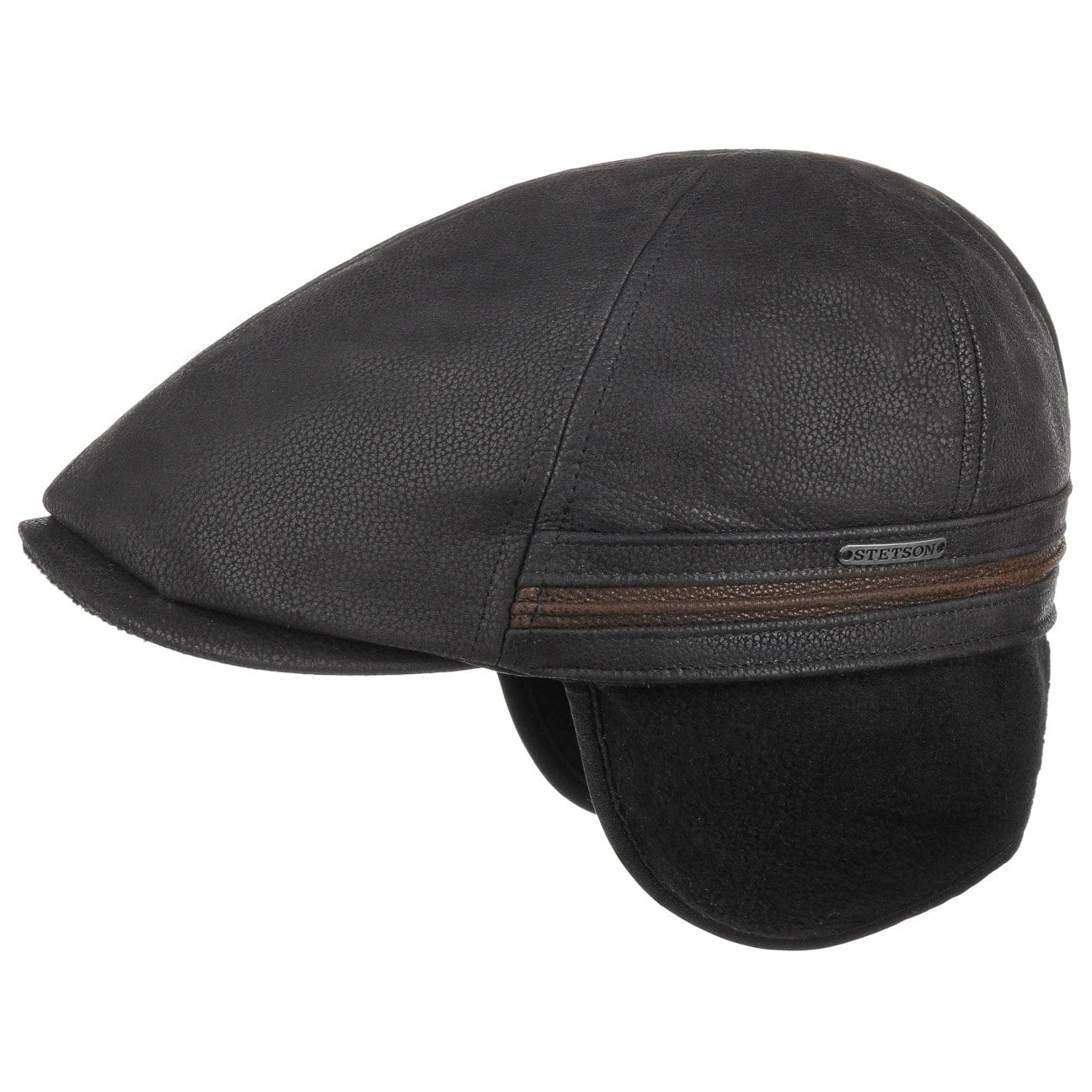 Casquette cuir noir doublée polaire Stetson