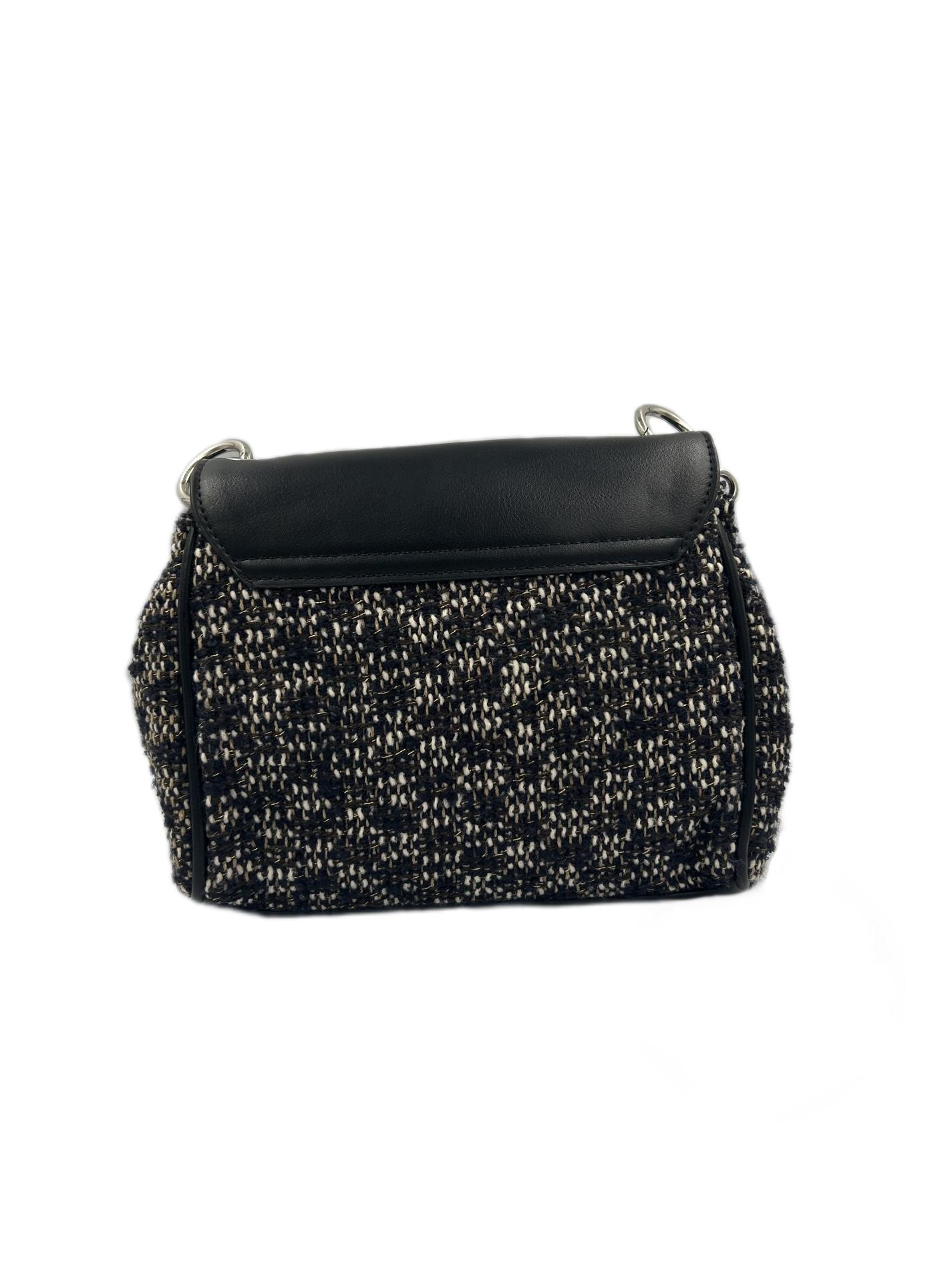 Petit sac tissu bleu, noir, crème et doré