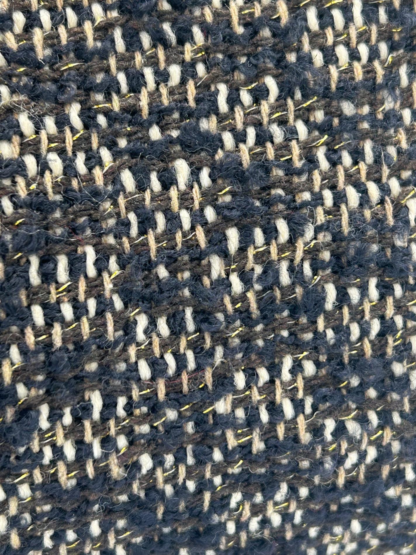 Sac à mains bleu, noir, crème et doré