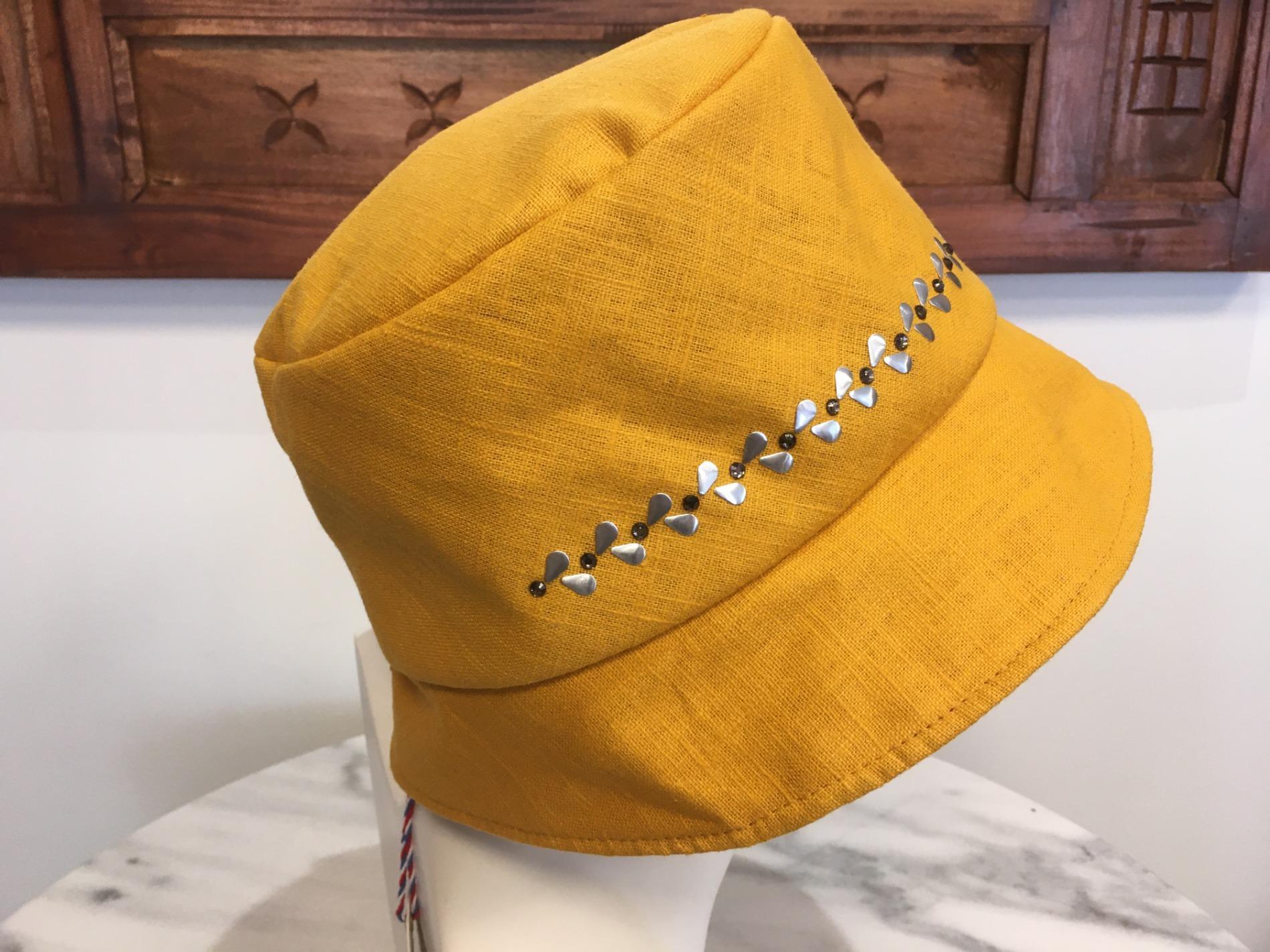 Chapeau cloche lin jaune