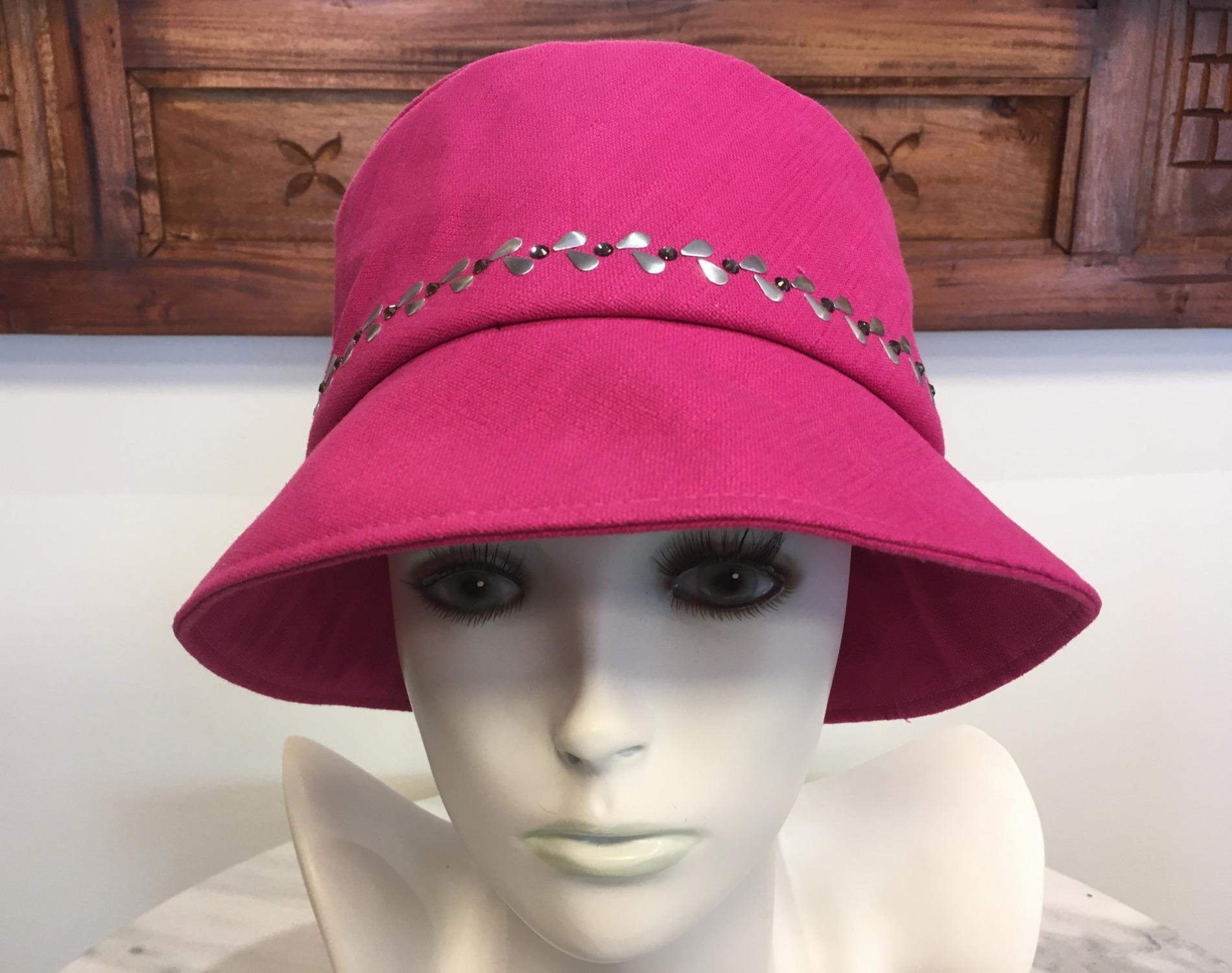 Chapeau cloche lin fuchsia