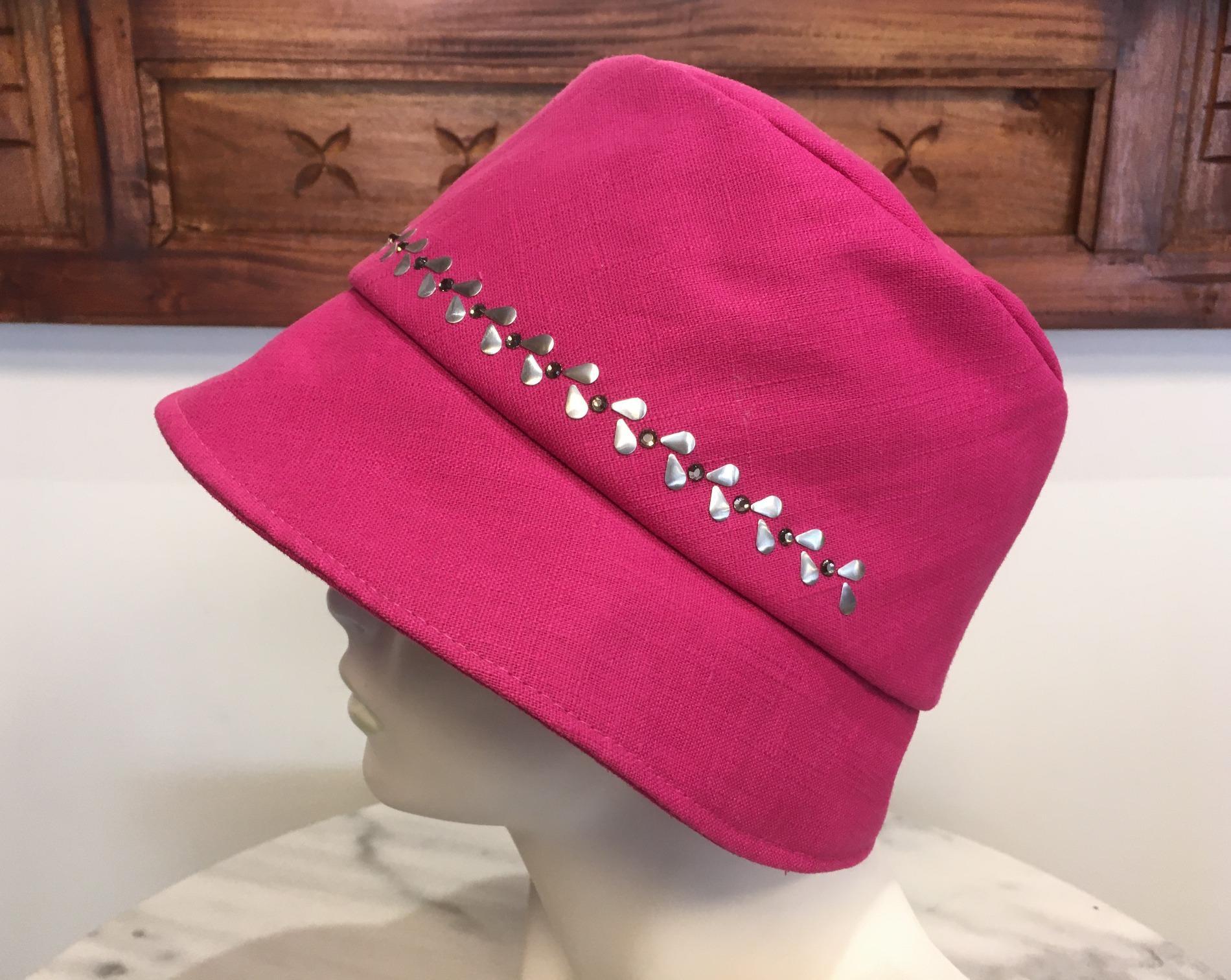 Chapeau cloche lin fuchsia