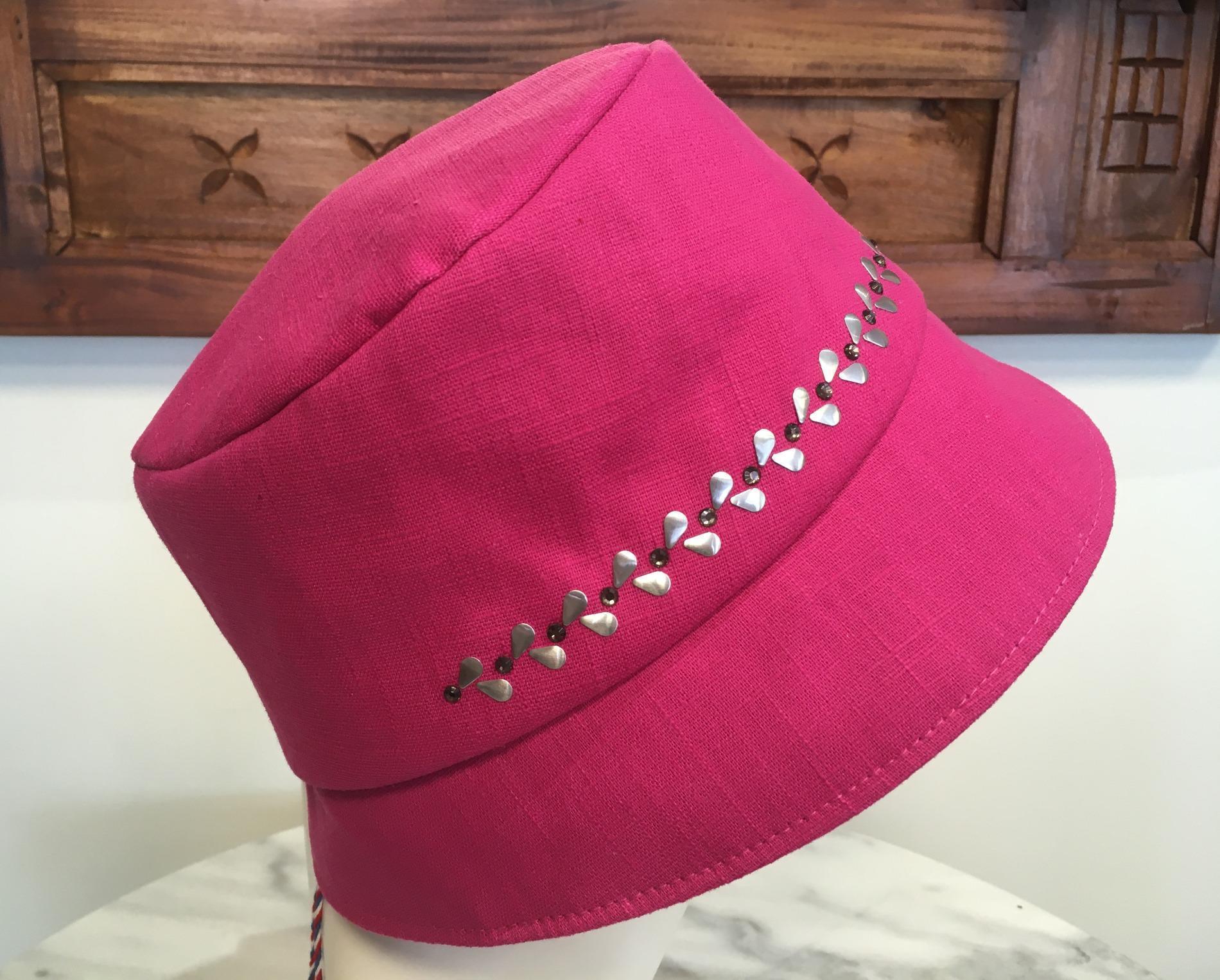 Chapeau cloche lin fuchsia