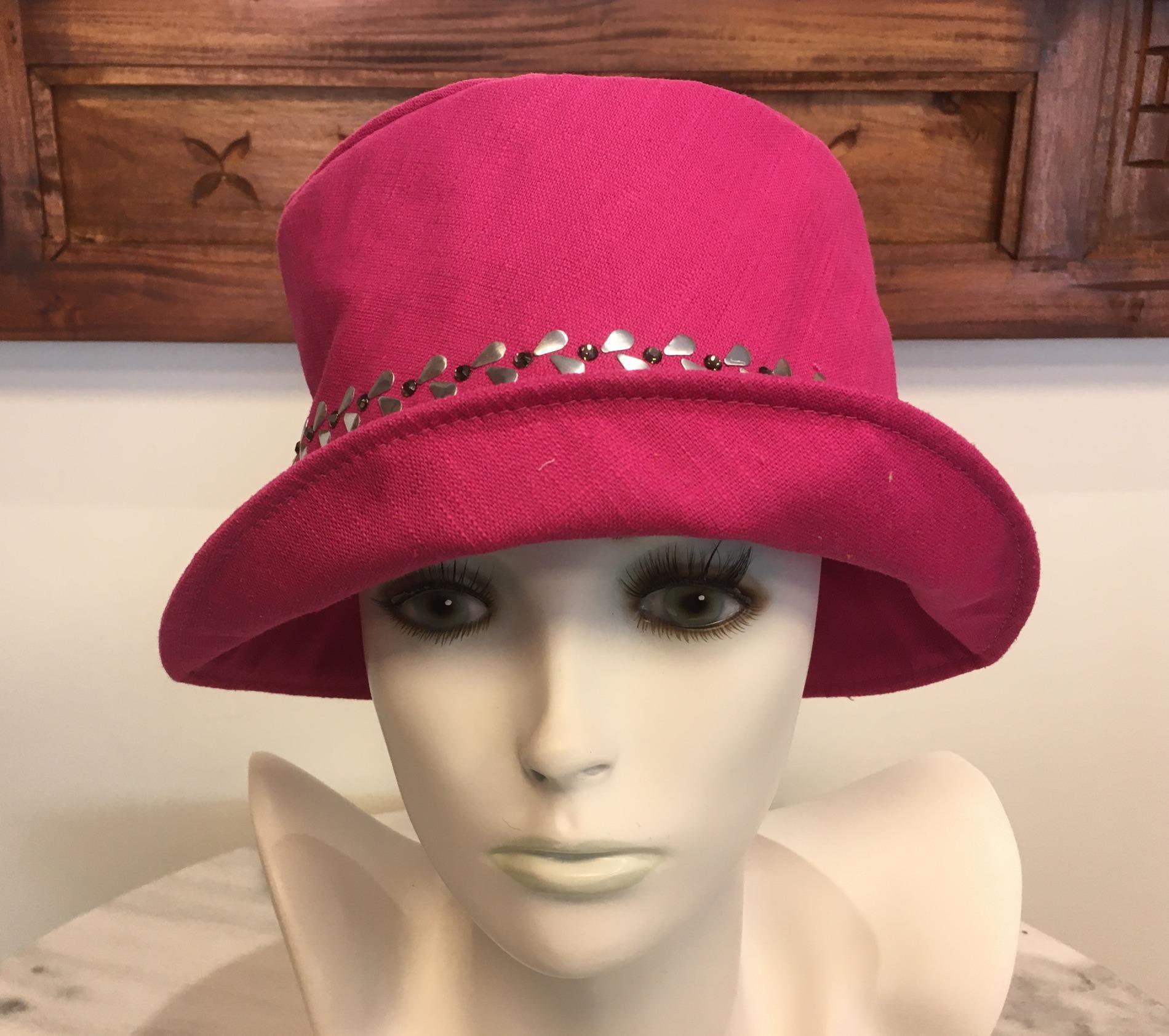 Chapeau cloche lin fuchsia