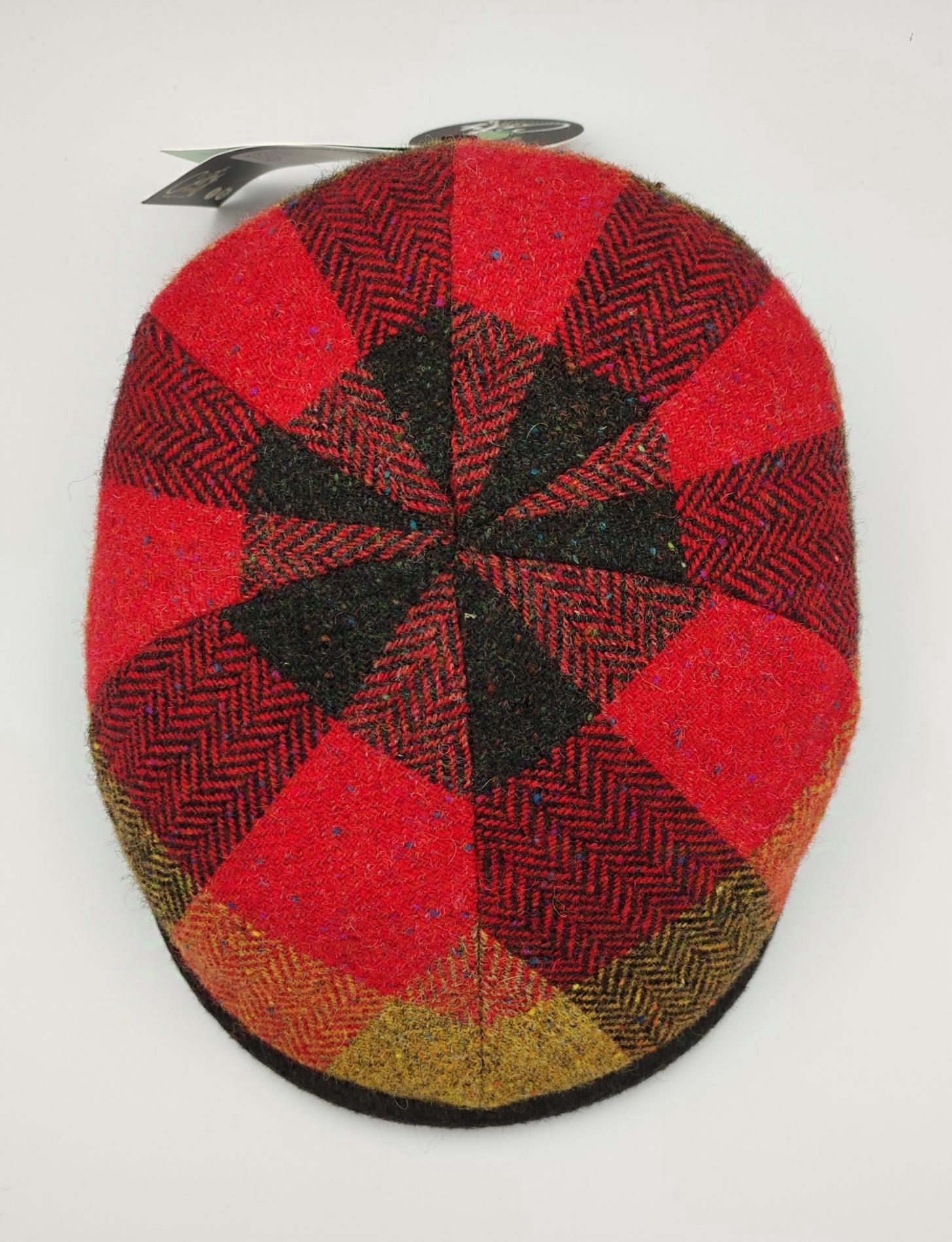 Casquette à carreaux rouge en tweed